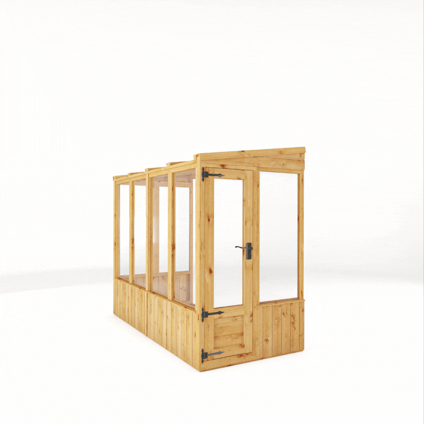 8 x 4 Woodsman Pent Lean-To Glass Greenhouse