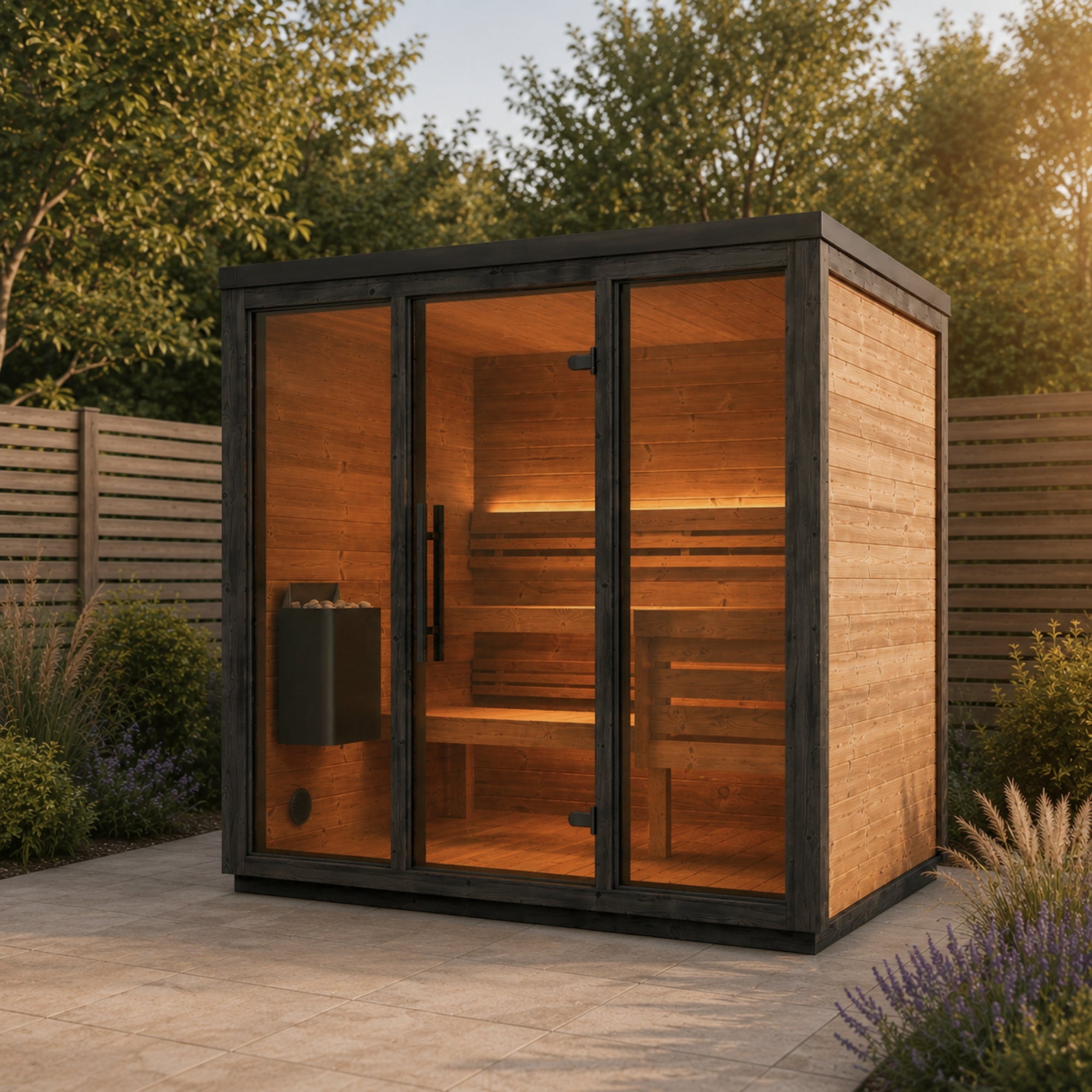 Novi Rose Premium Cube Outdoor Sauna - 5 Person