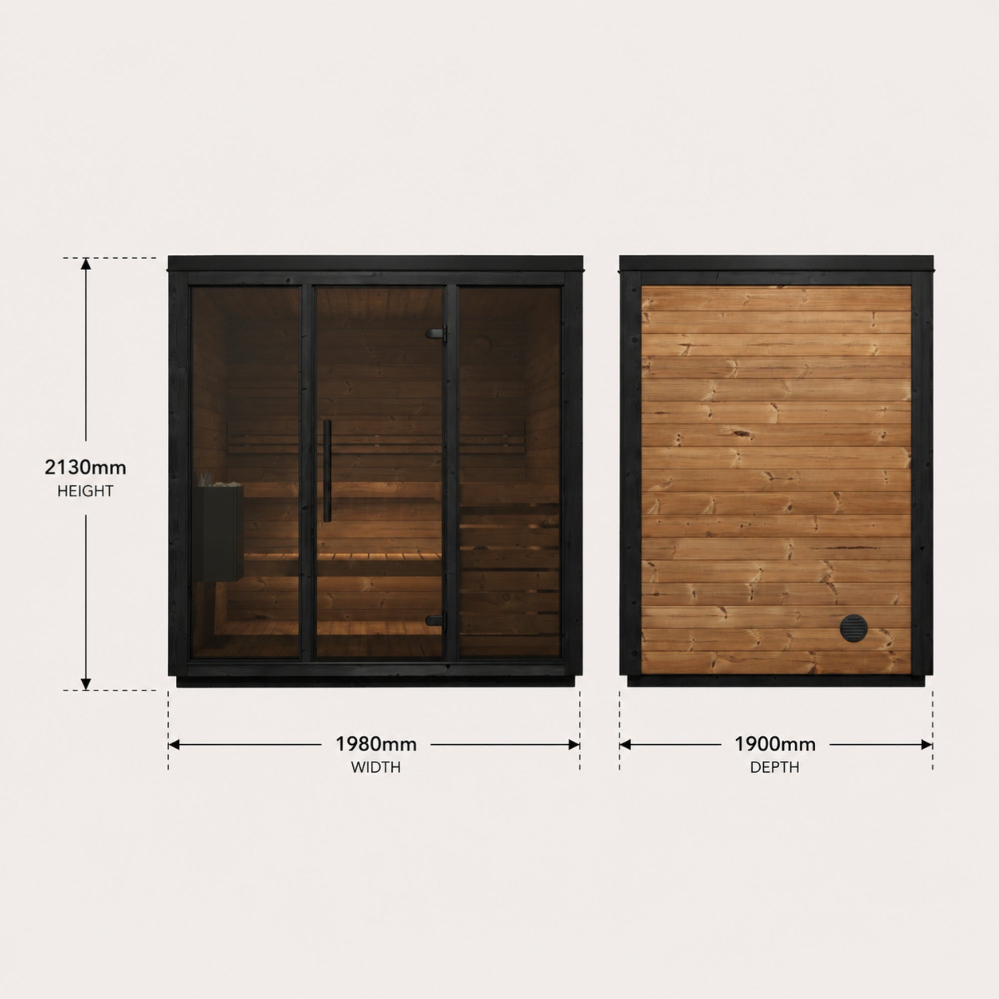 Novi Rose Premium Cube Outdoor Sauna - 5 Person
