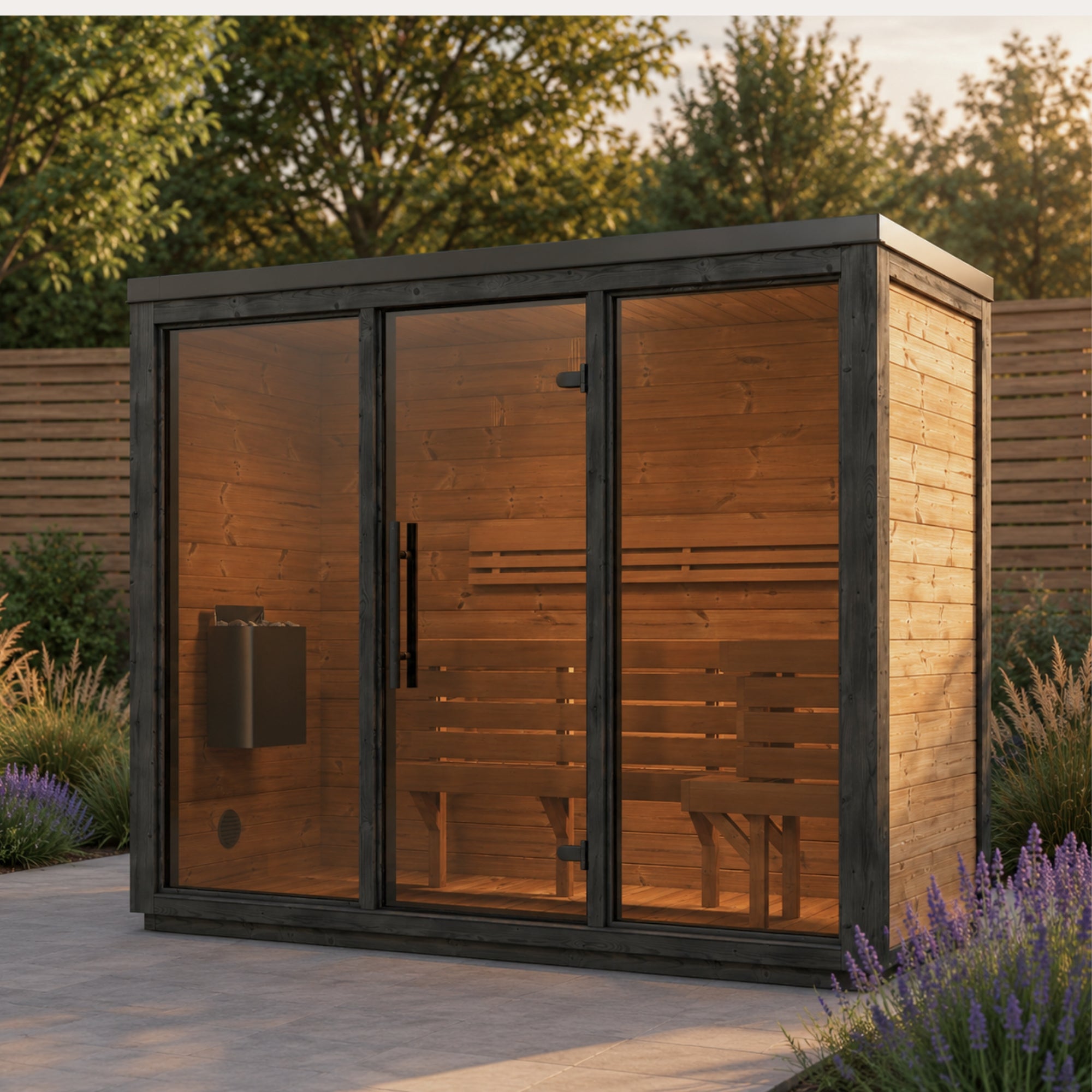 Novi Rose Premium Cube Outdoor Sauna - 4 Person
