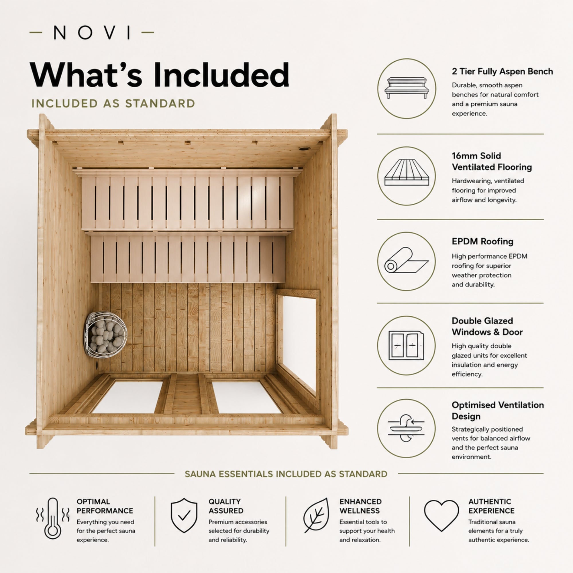 Novi Outdoor Sauna With Changing Room and Large Veranda