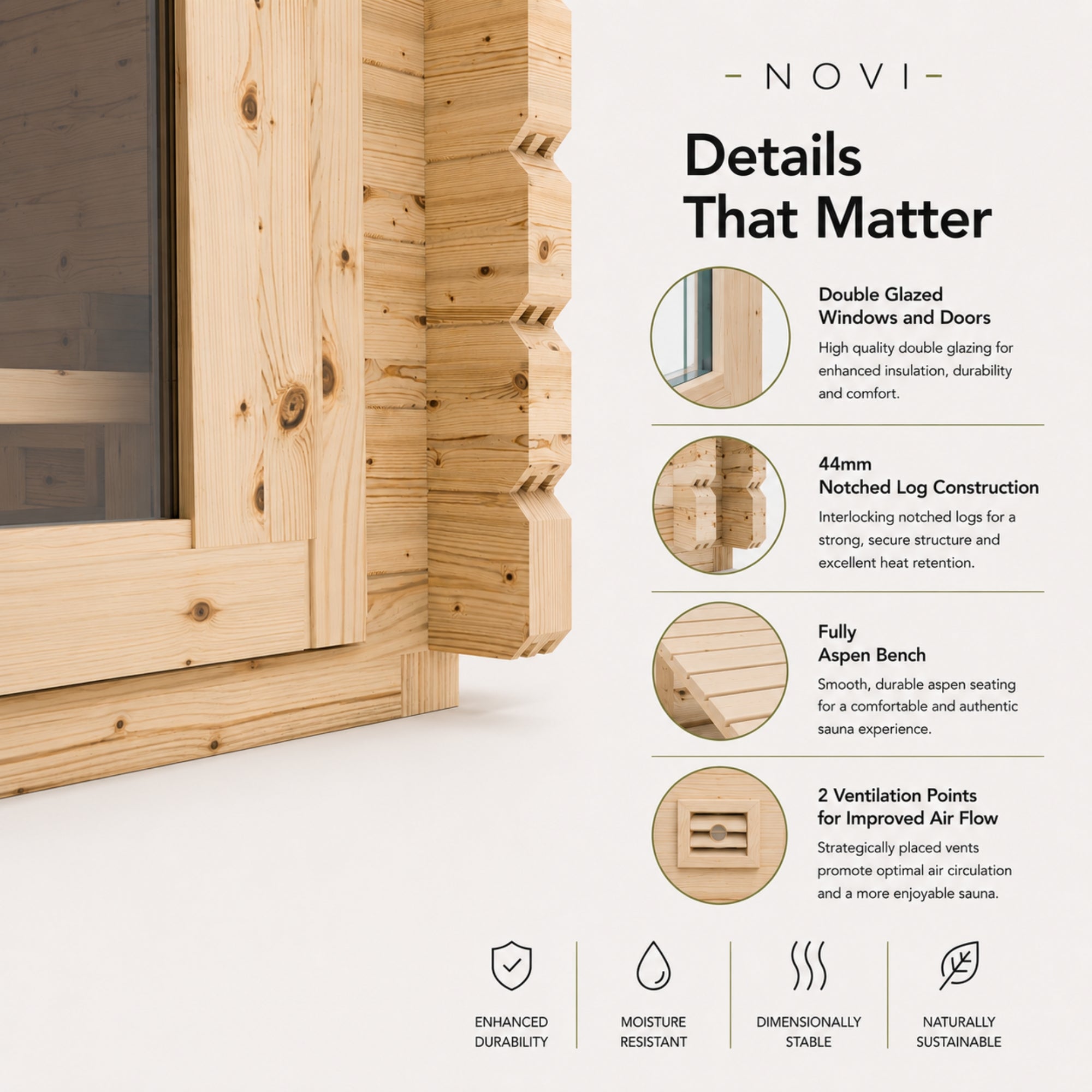 Novi Outdoor Sauna With Changing Room and Large Veranda