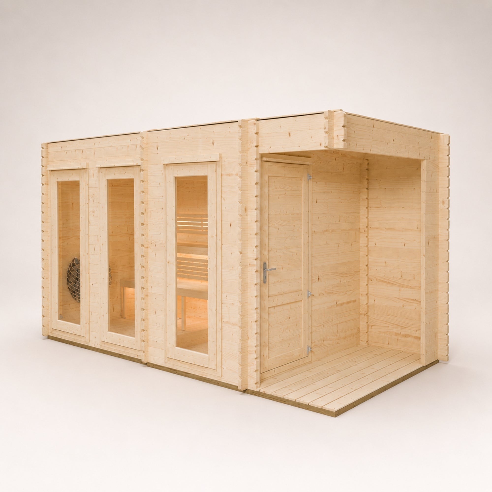Novi Outdoor Sauna With Changing Room and Small Veranda