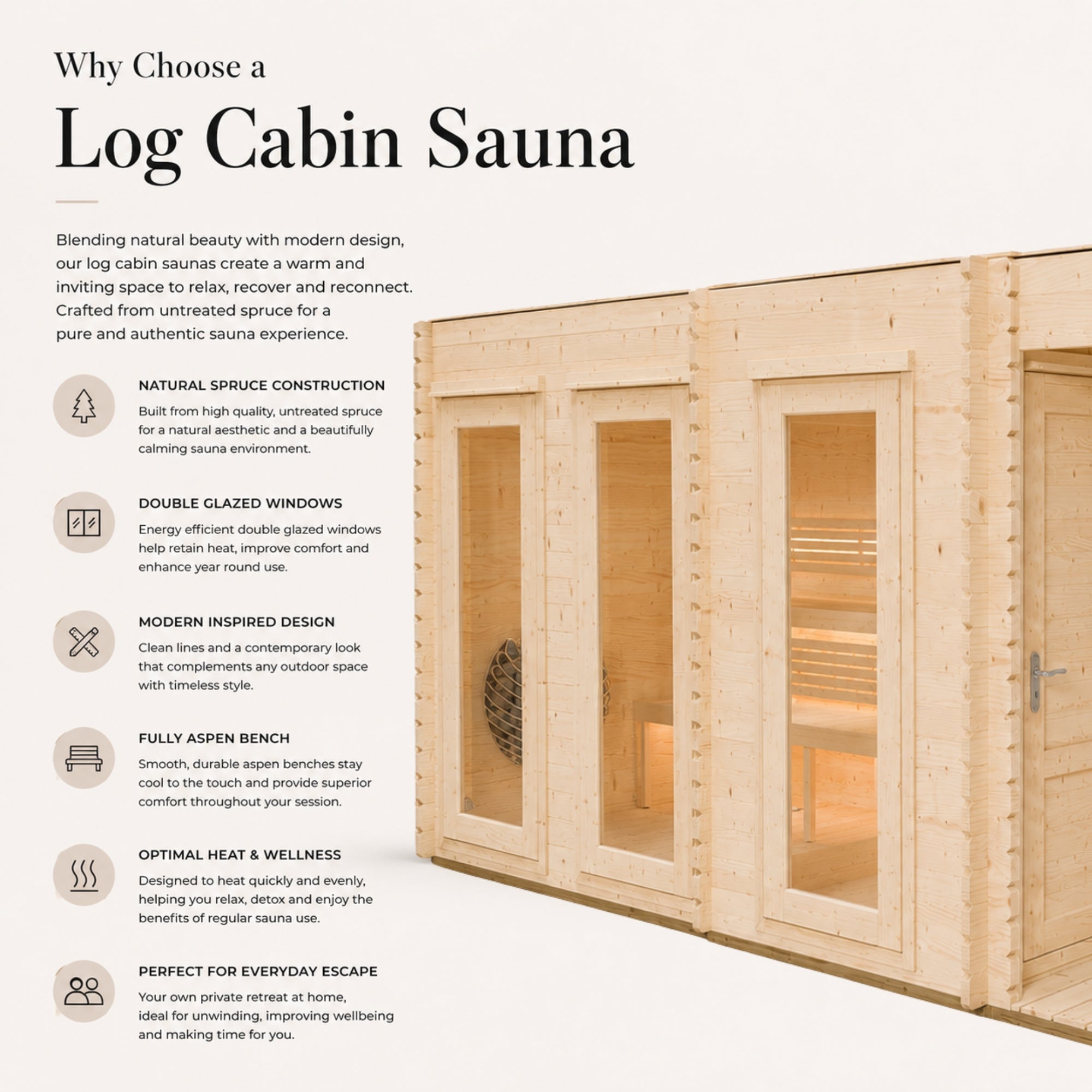 Novi Outdoor Sauna With Changing Room and Small Veranda