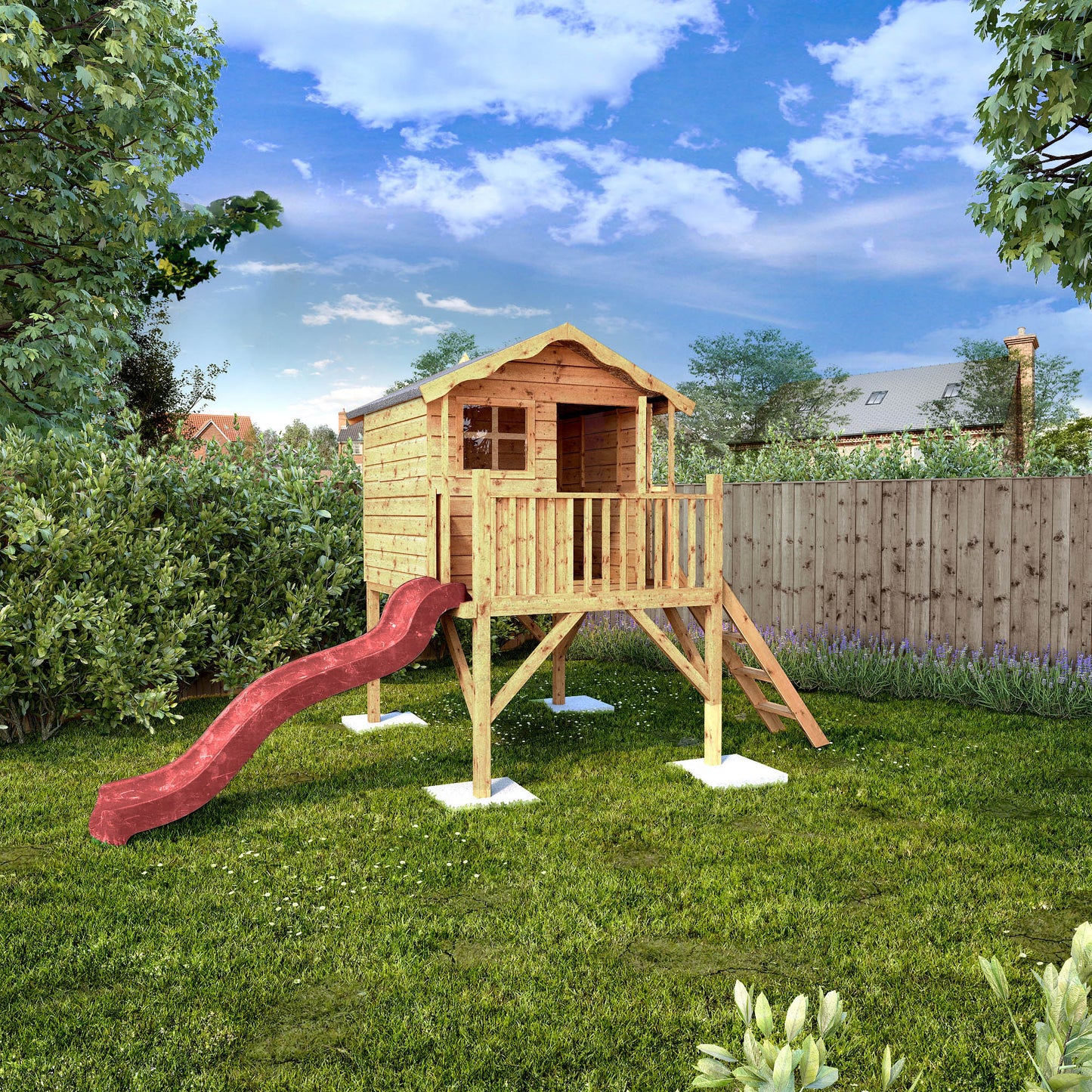 Poppy Tower Wooden Playhouse with Slide