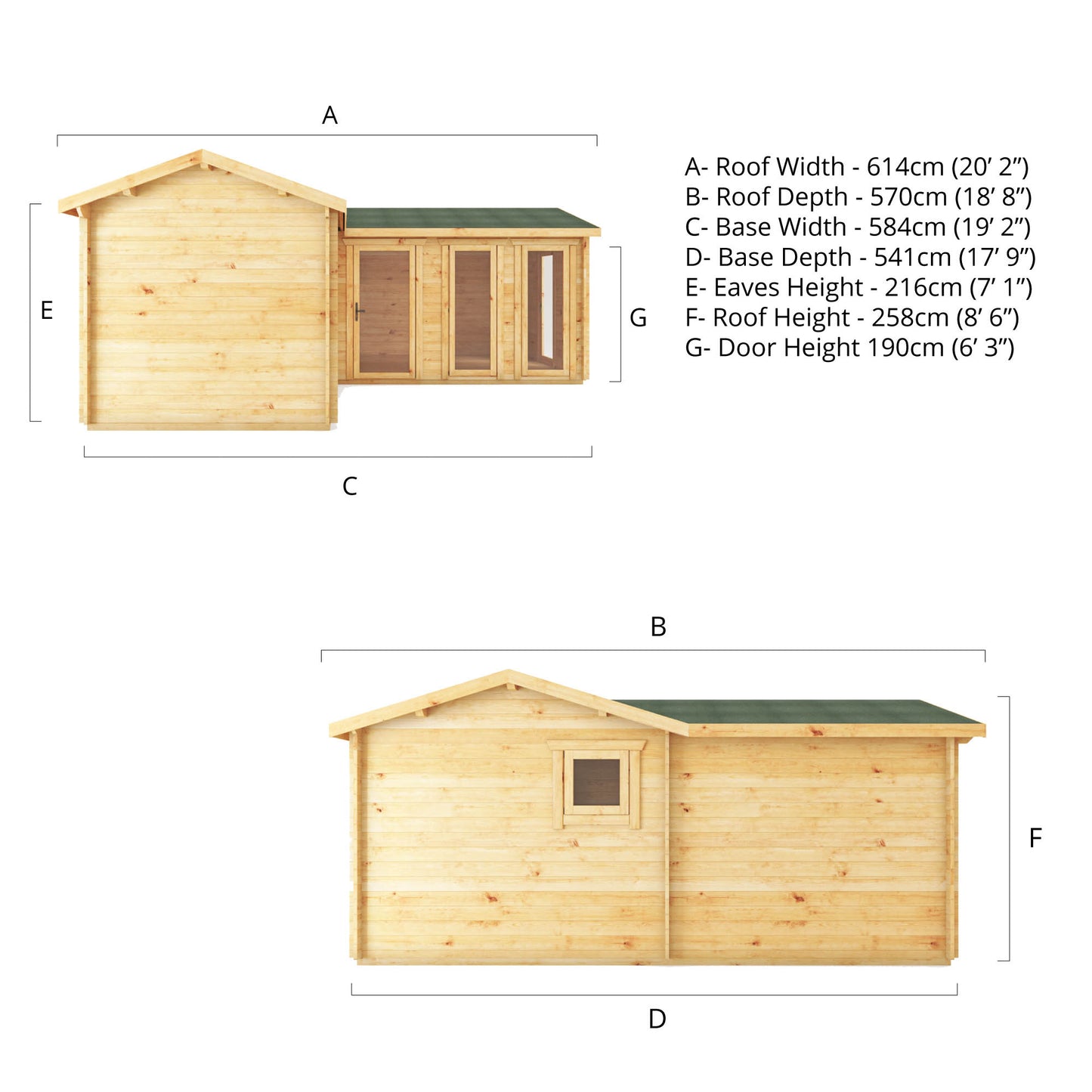 6 x 6m Redwing Premium Log Cabin