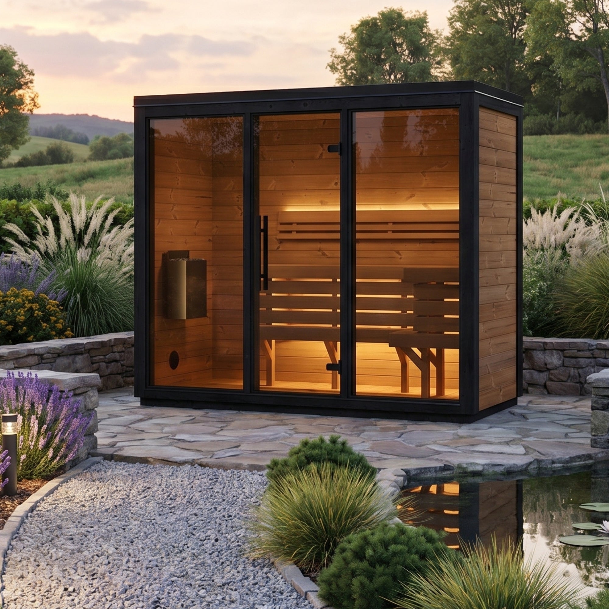 Novi Rose Premium Cube Outdoor Sauna - 4 Person