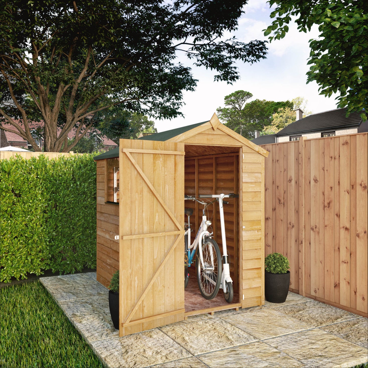 6 x 4 Overlap Single Door Apex Wooden Shed