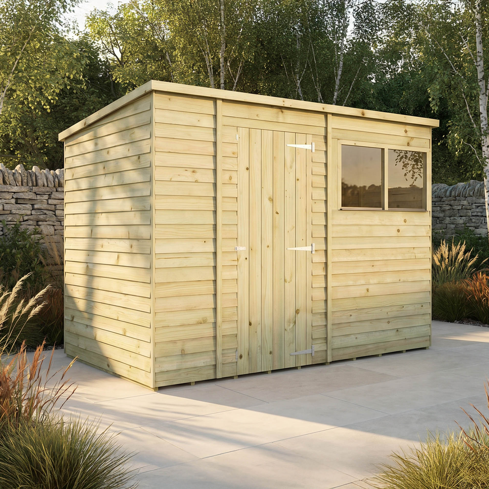 Value Overlap Single Door Pent Shed