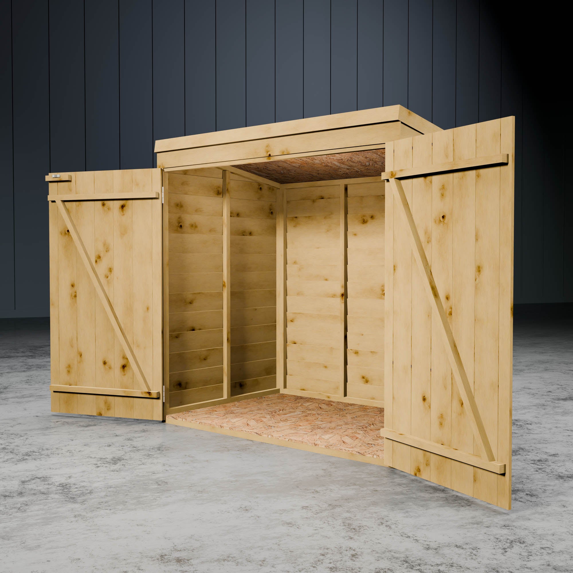 5 x 3 Overlap Double Door Wooden Garden Mower Store