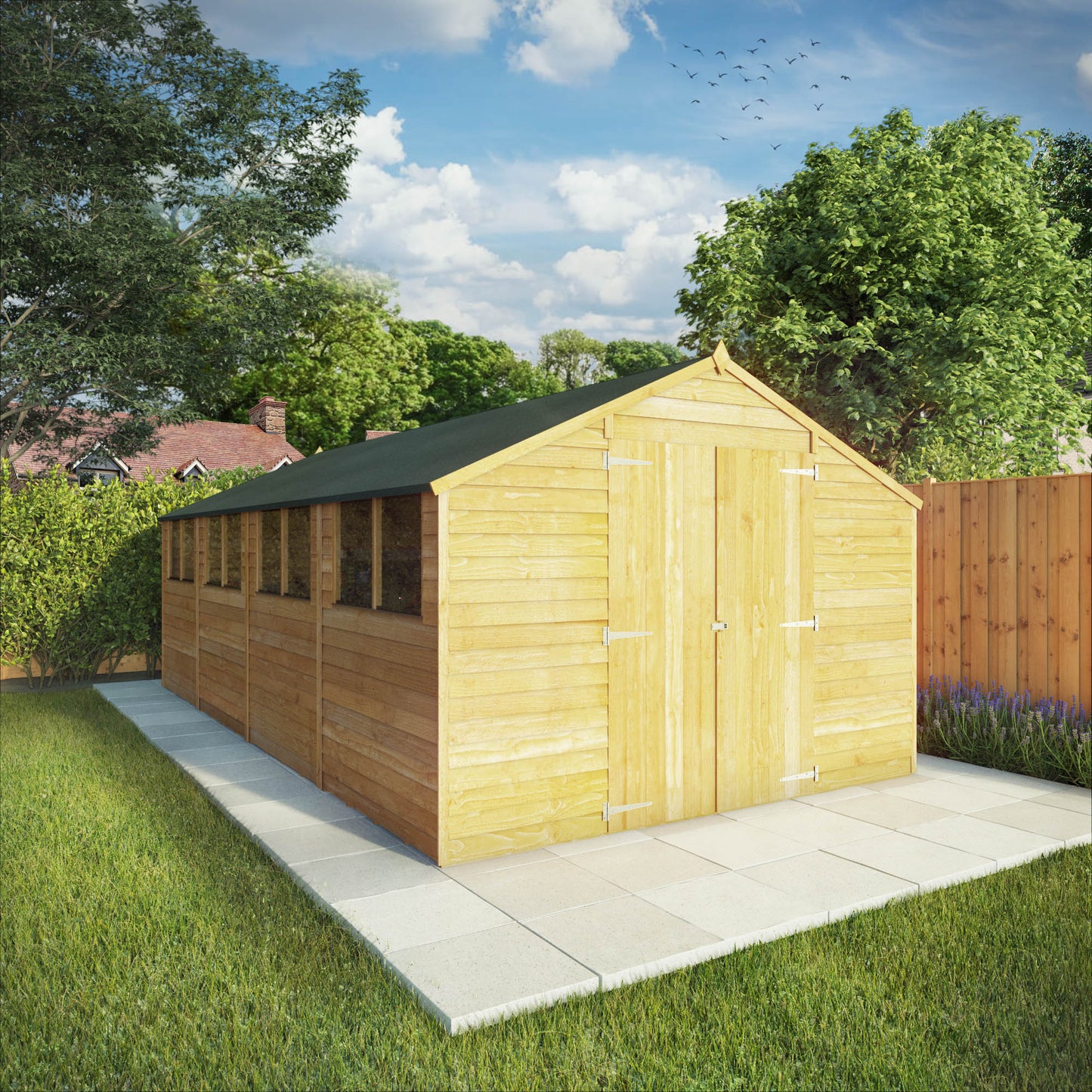 20 x 10 Overlap Double Door Apex Garden Shed