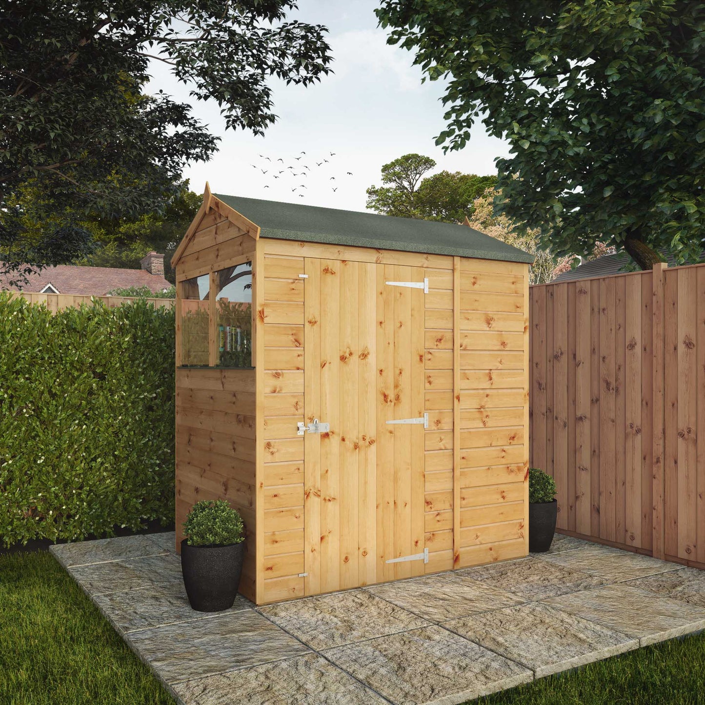 6 x 4 Shiplap Reverse Apex Wooden Shed