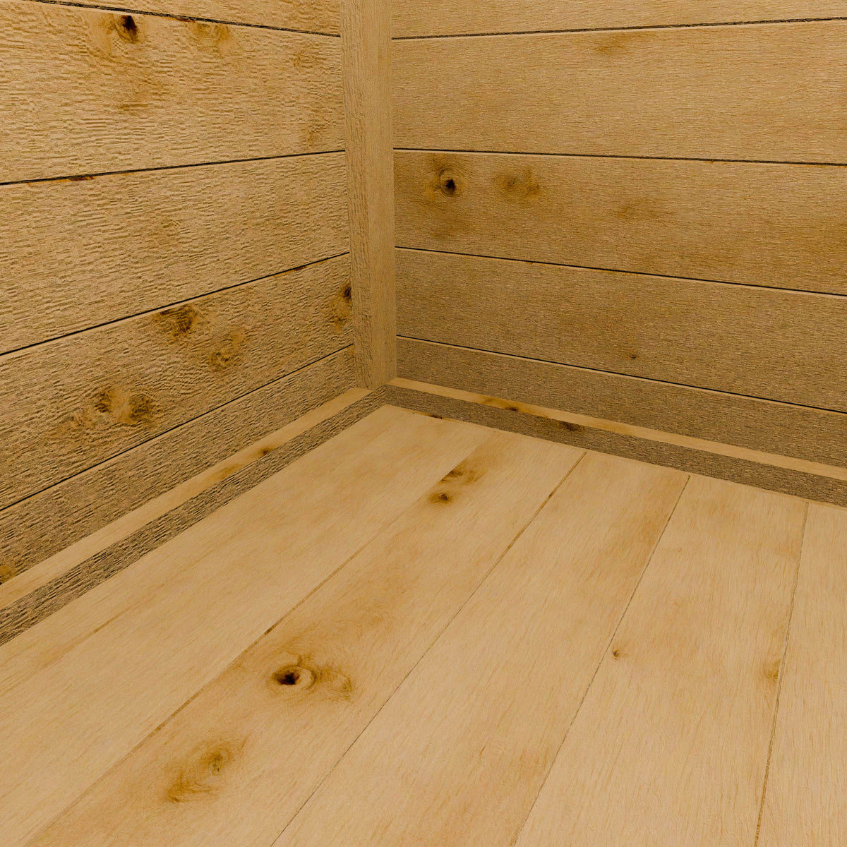 Wooden wall and floor with a natural finish