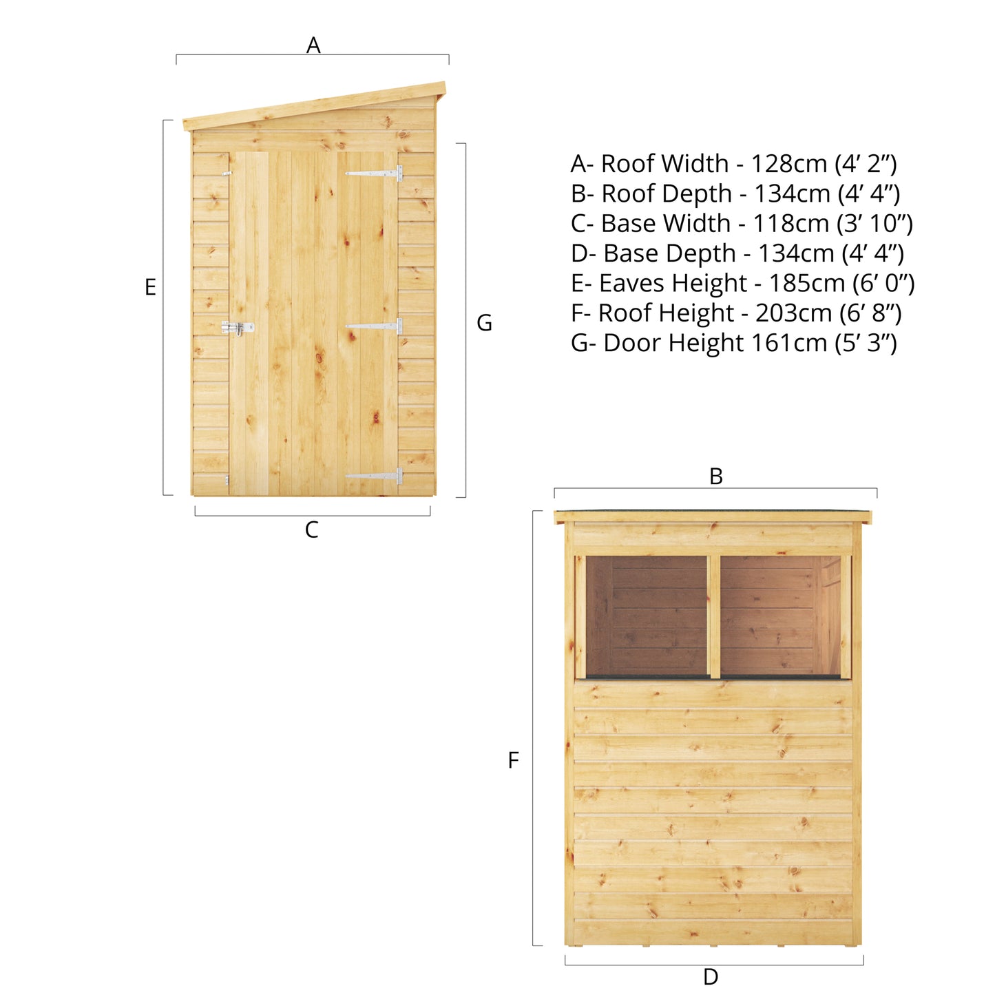 4 x 4 Modular Shiplap Pent Wooden Shed