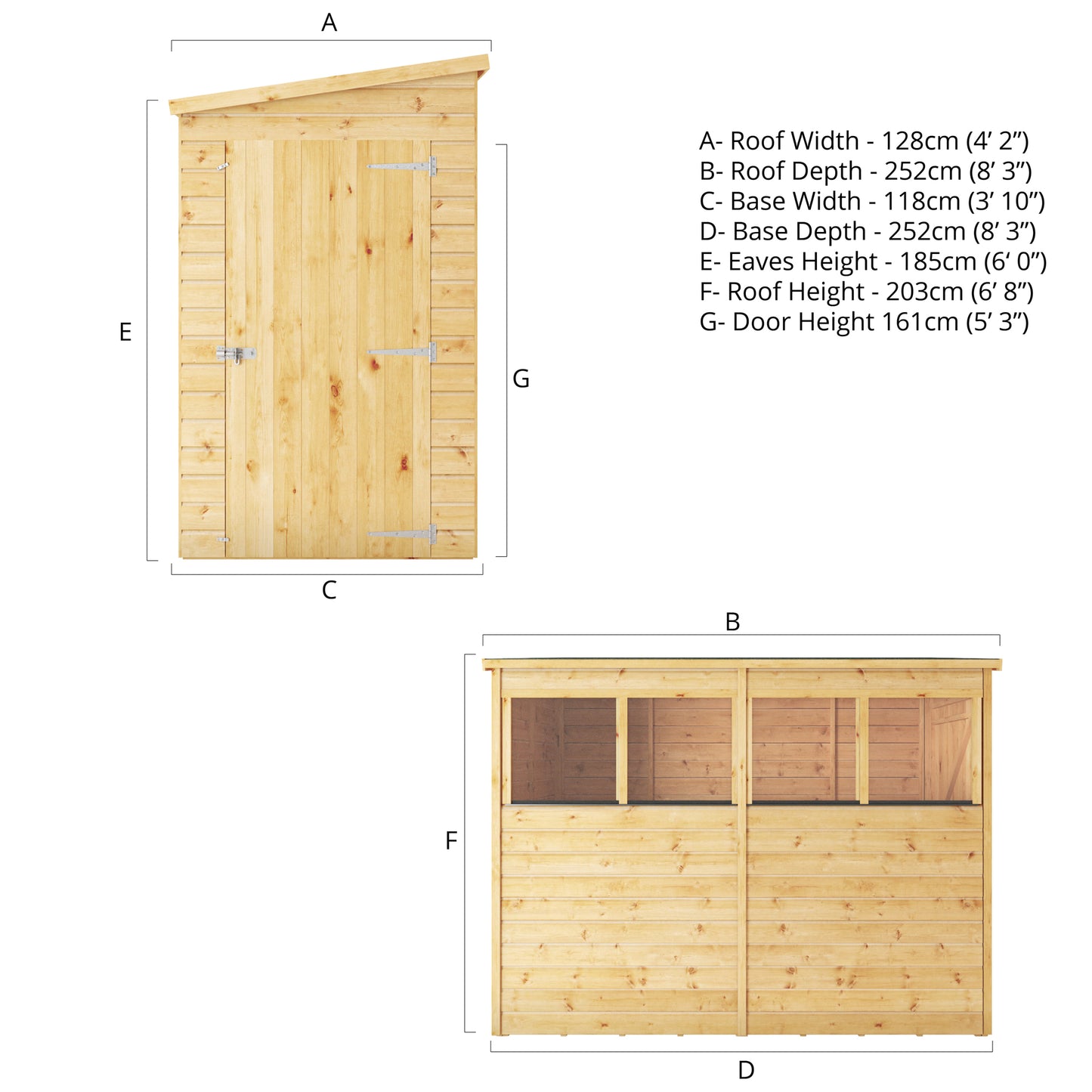 8 x 4 Modular Shiplap Pent Wooden Shed