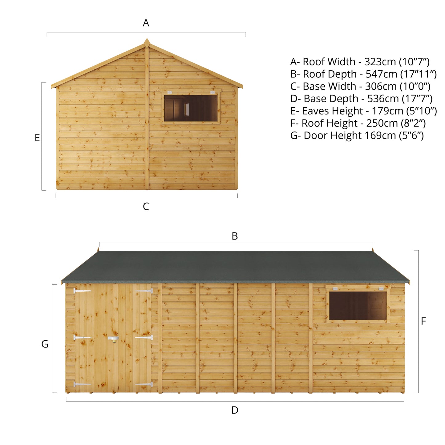 18 x 10 Premium Shiplap Reverse Apex Workshop