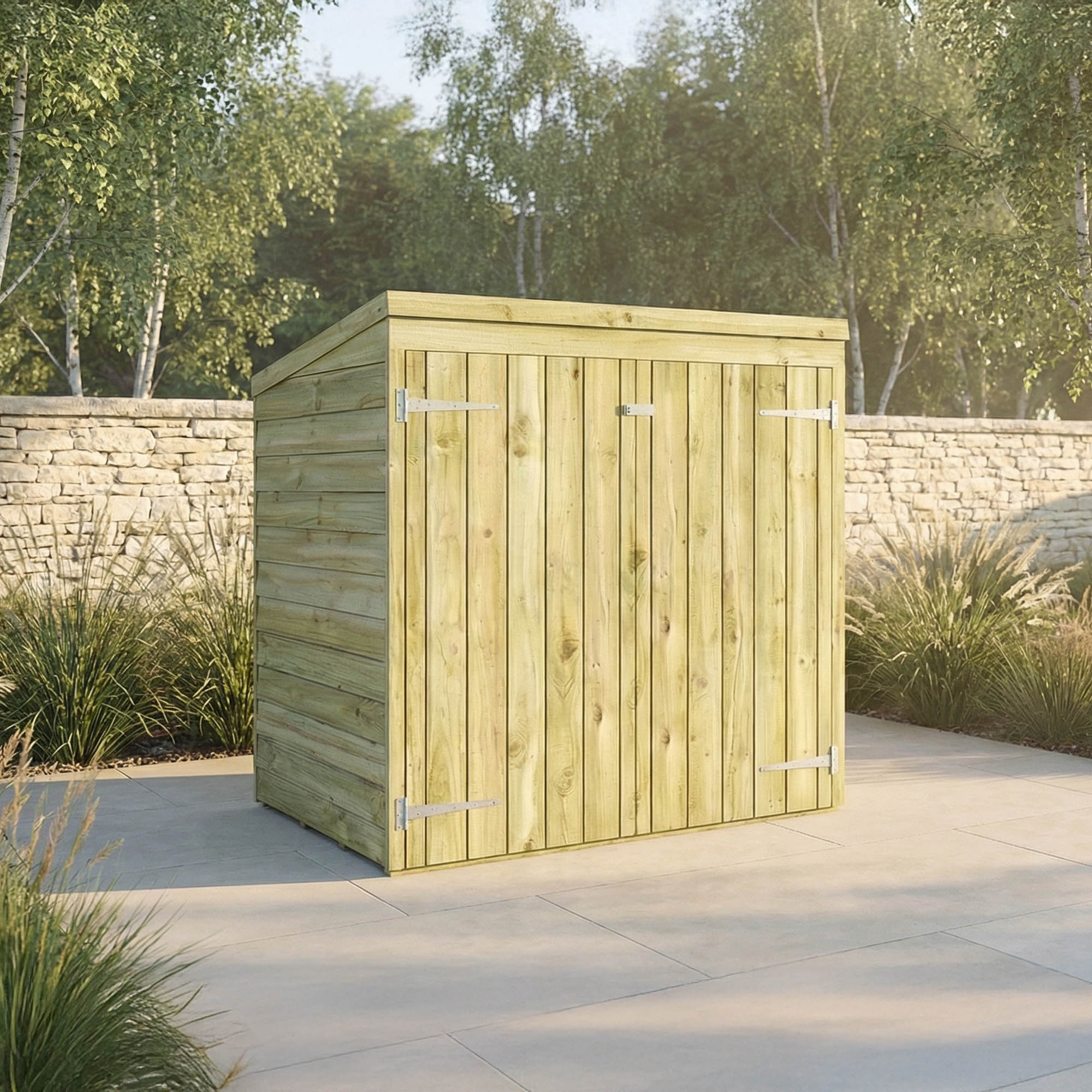 5 x 3 Overlap Double Door Wooden Garden Mower Store