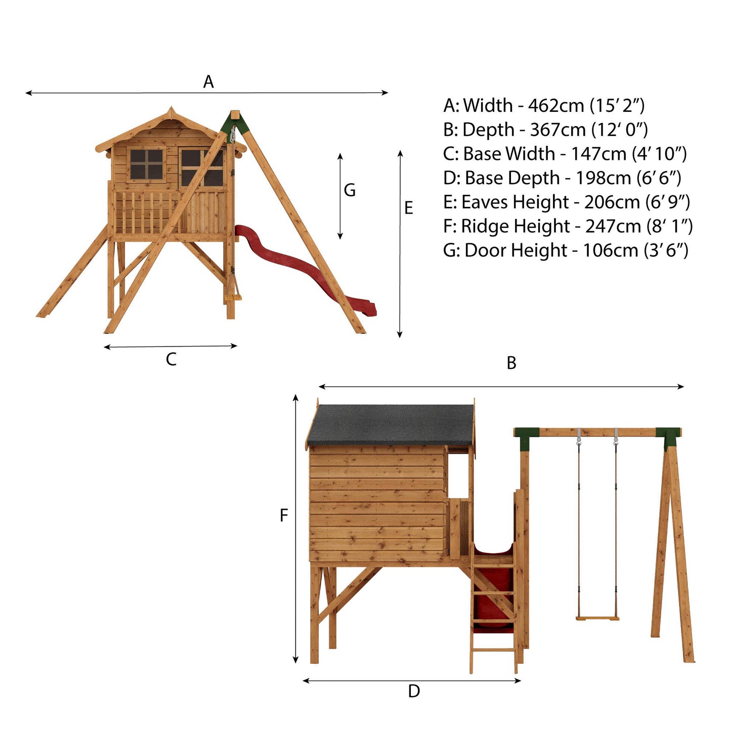 Poppy Tower Wooden Playhouse with Activity Centre