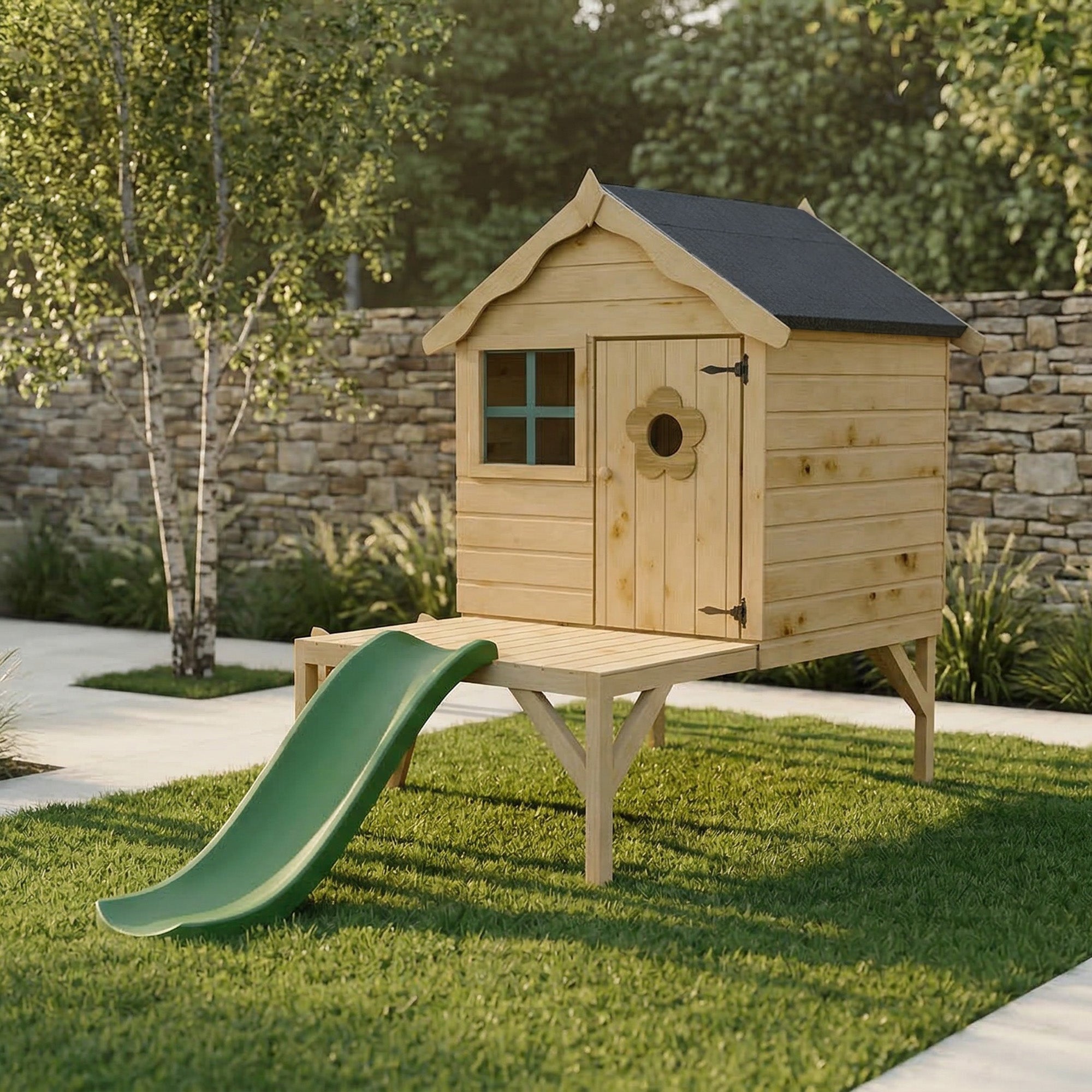 Snug Tower Wooden Playhouse with Slide