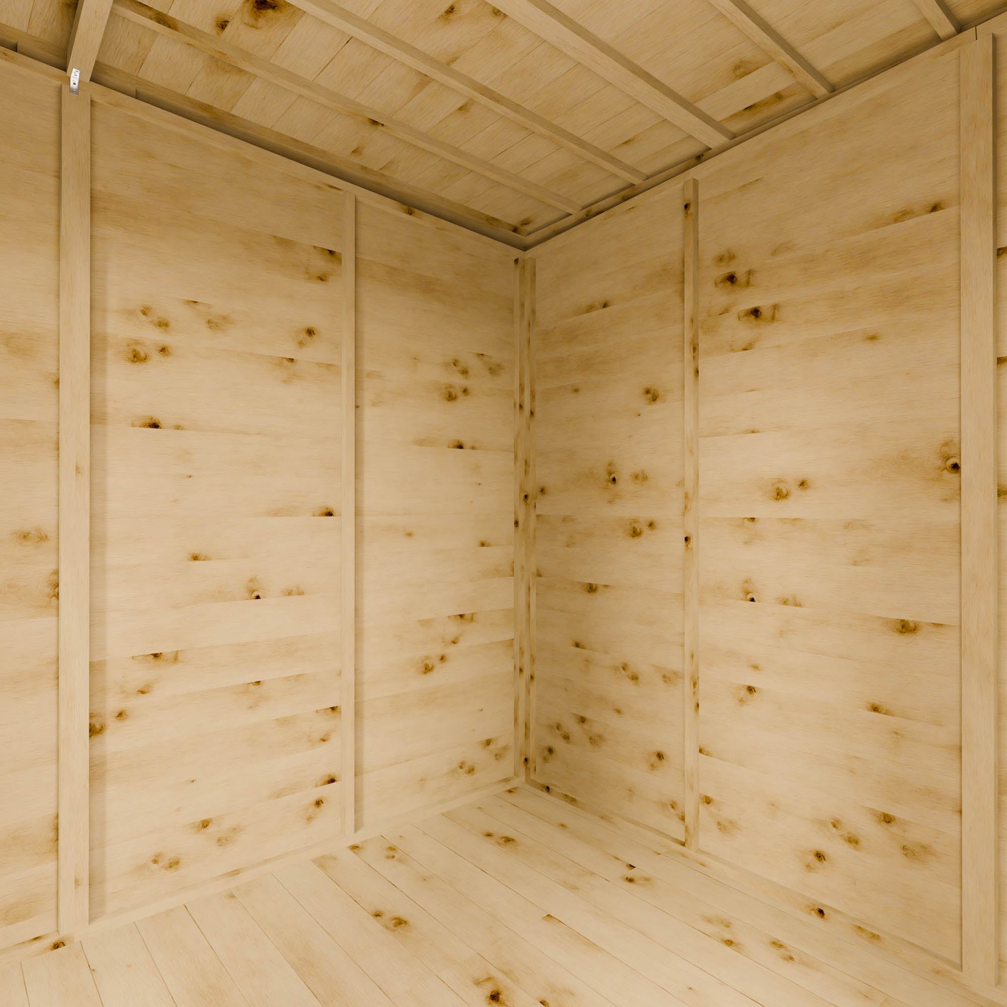 Wooden interior of a summer house with visible grain and texture