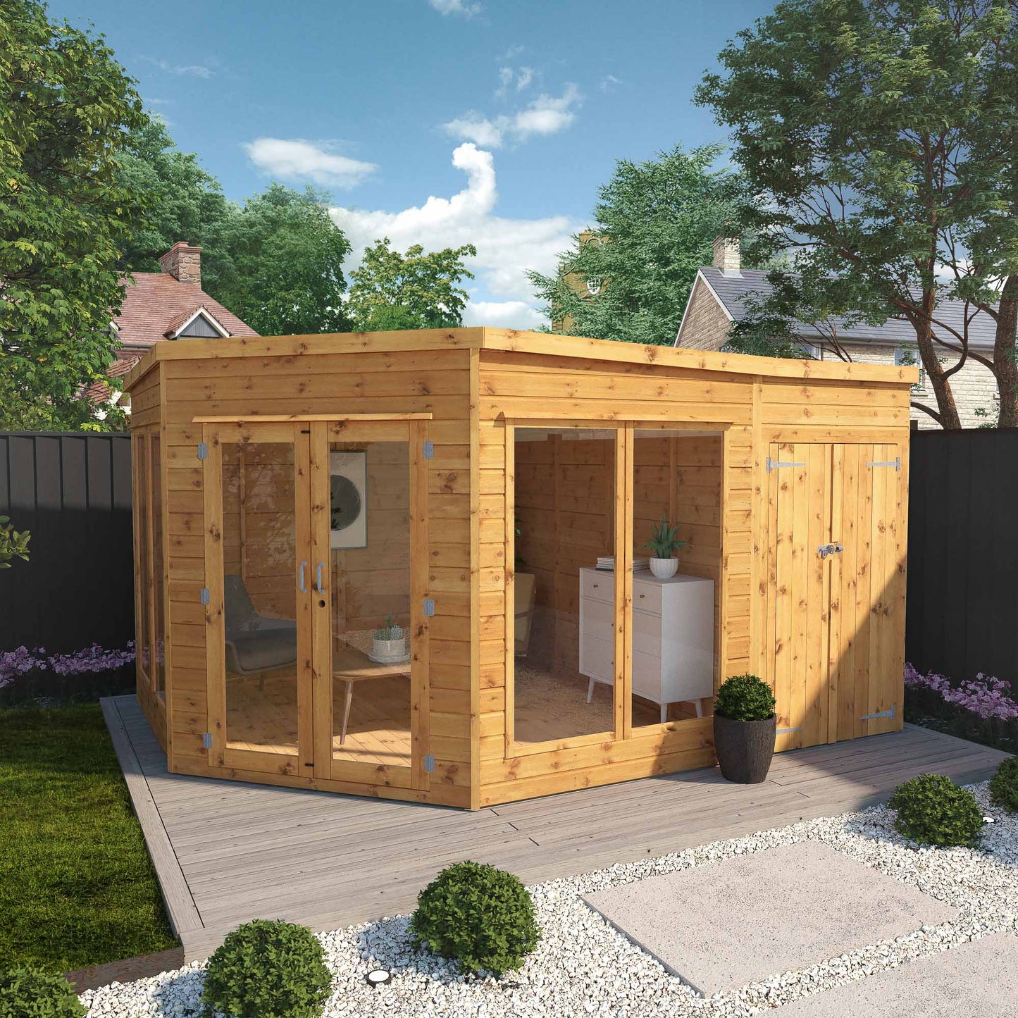 13 x 9 Premium Corner Summerhouse Side Shed