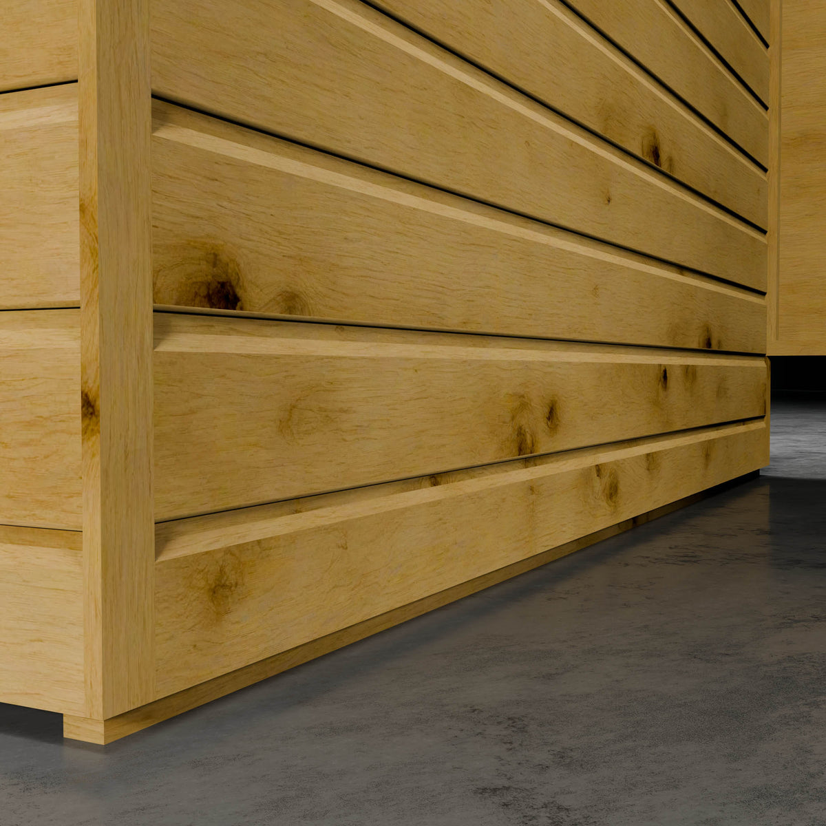 Close up of the shiplap cladding of a summer house.