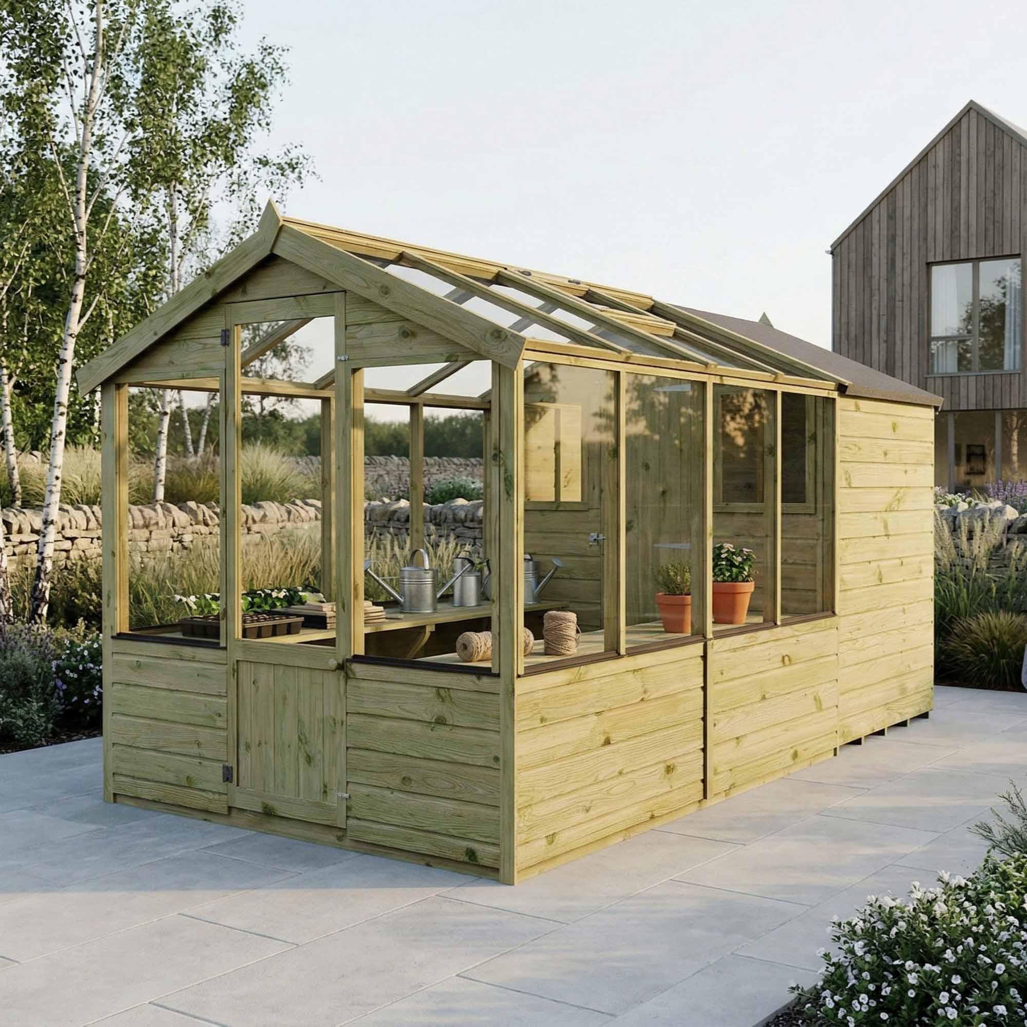 Shiplap Combi Greenhouse & Wooden Storage Shed