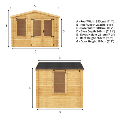3.3m x 2.6m Log Cabin