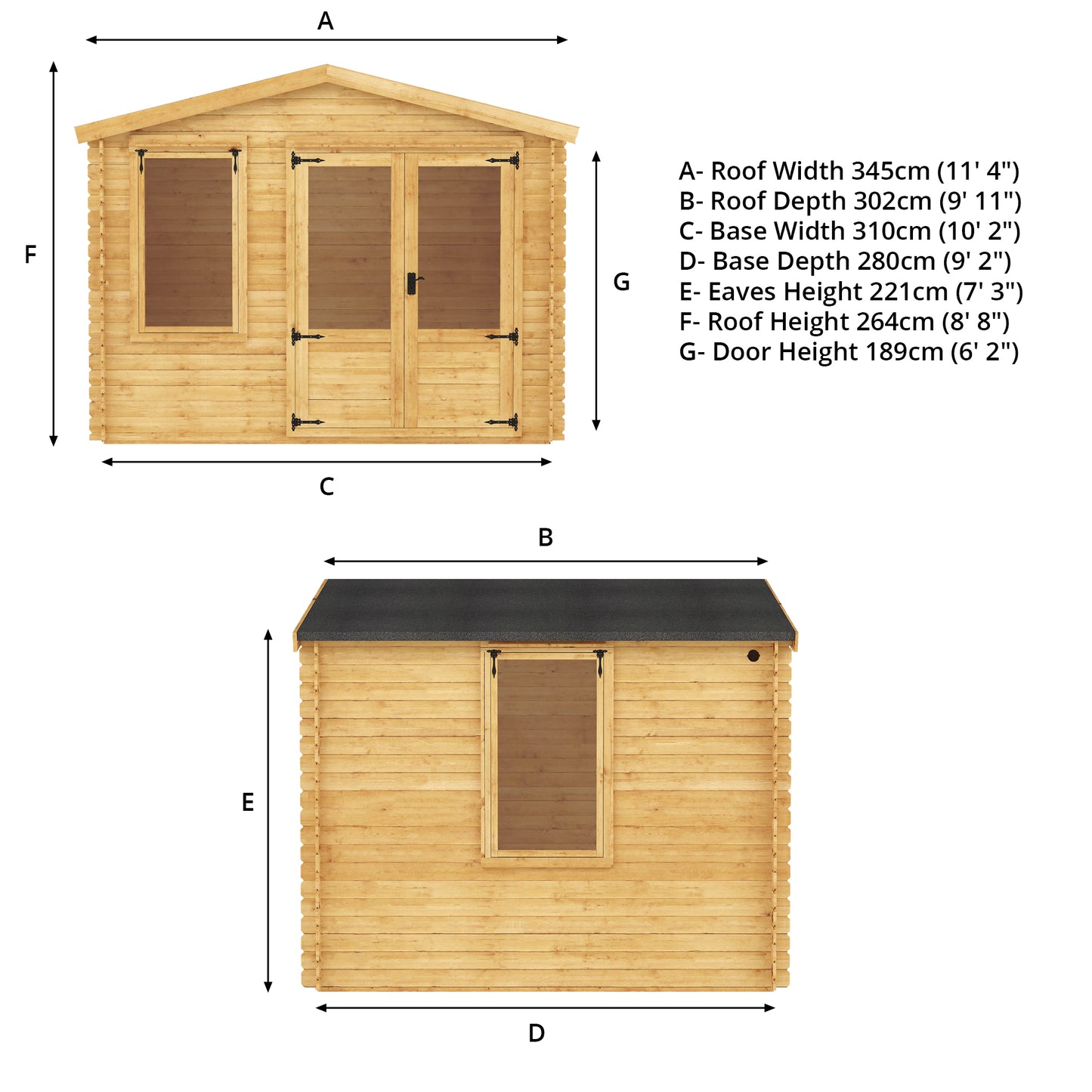 3.3m x 3m Log Cabin