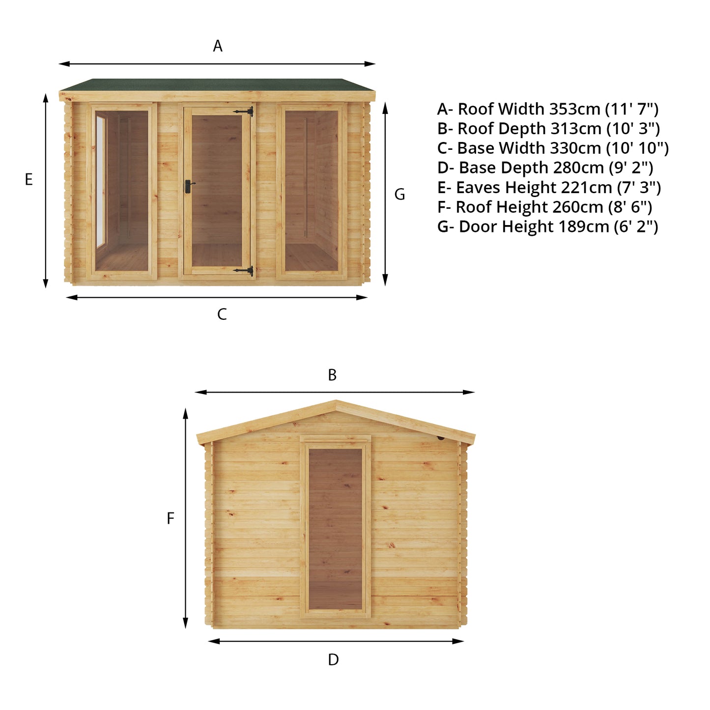 3.5m x 3m Log Cabin