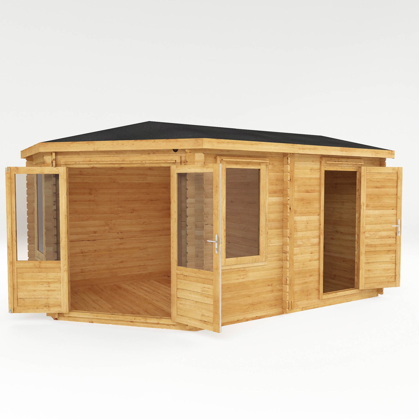 The Goldcrest 5m x 3m Log Cabin with Side Shed