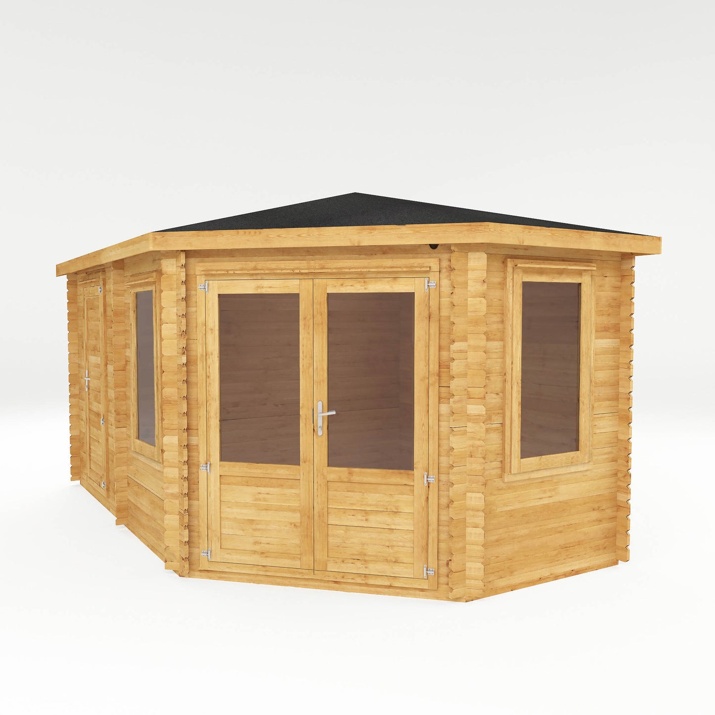 The Goldcrest 5m x 3m Log Cabin with Side Shed