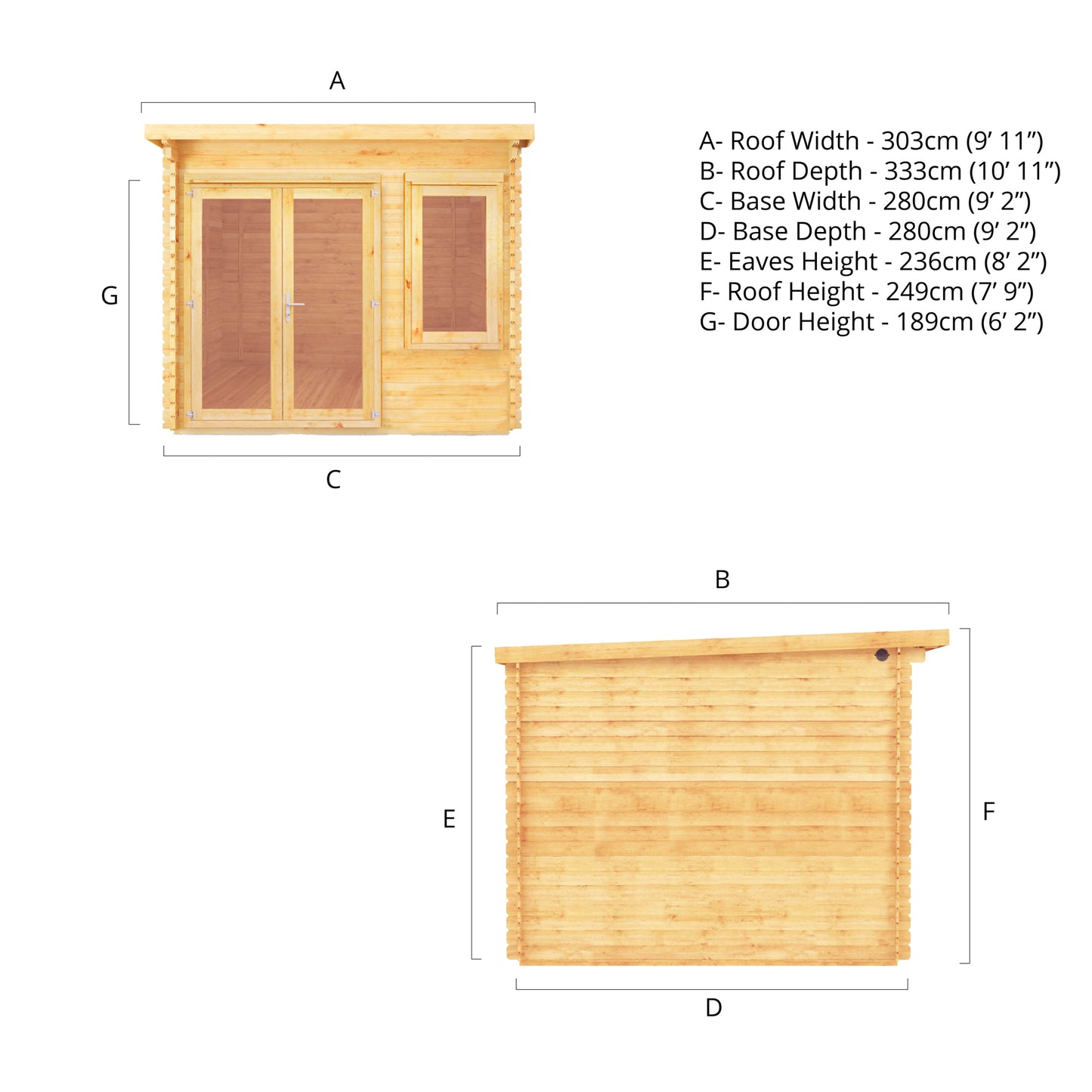 The 3m x 3m Cuckoo Pent Log Cabin