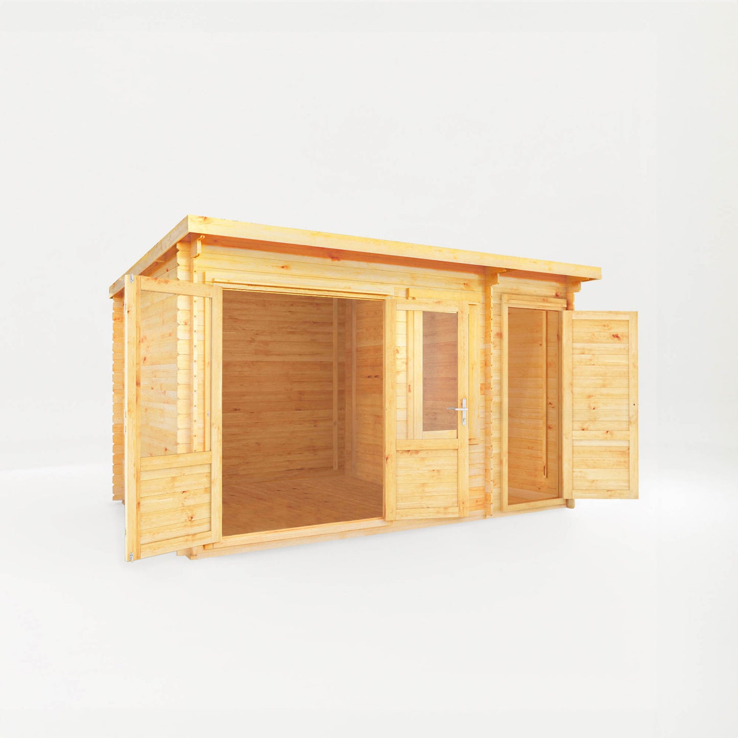 The 4.1m x 3m Cuckoo Pent Log Cabin with Side Shed