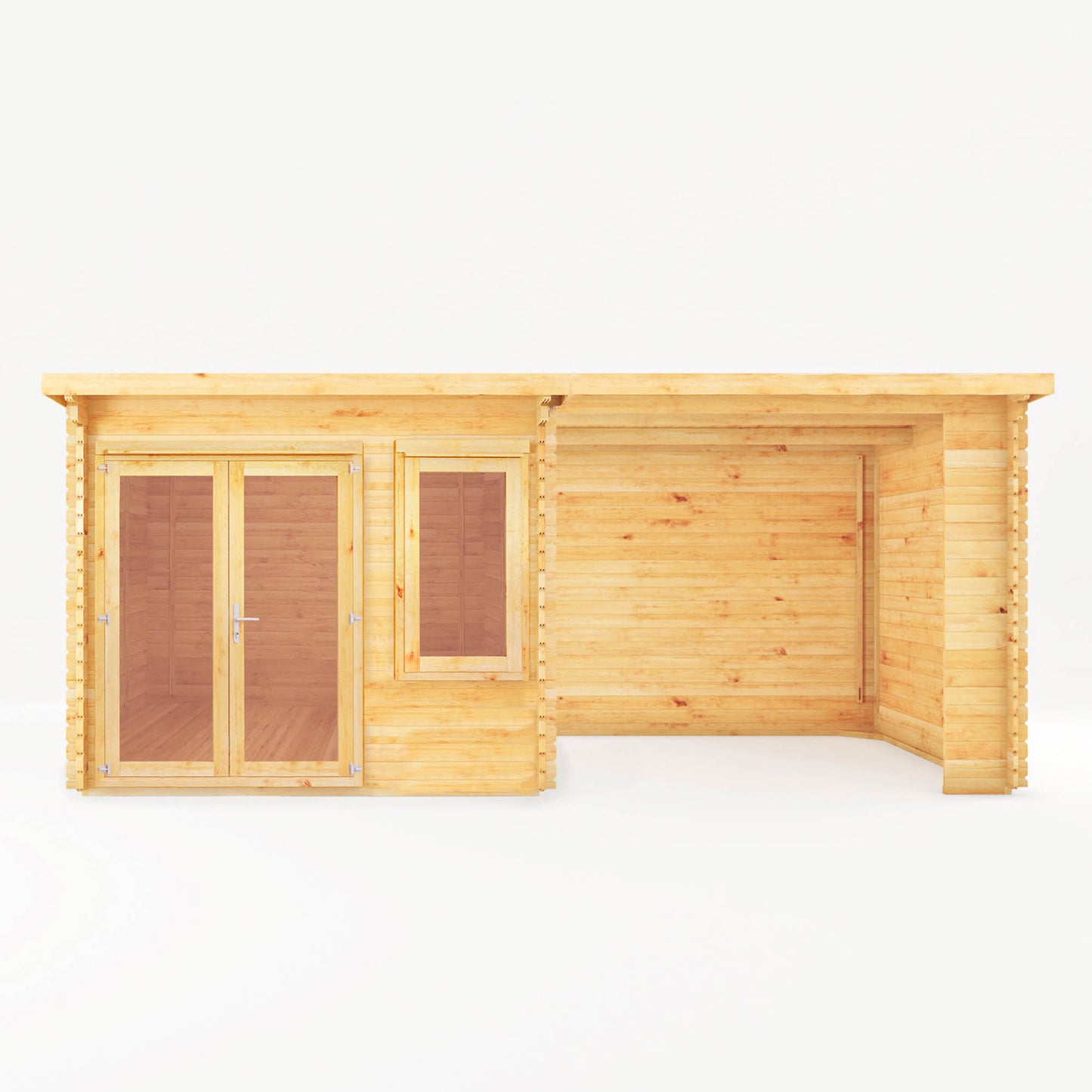 The 6m x 3m Cuckoo Pent Log Cabin with Patio Area