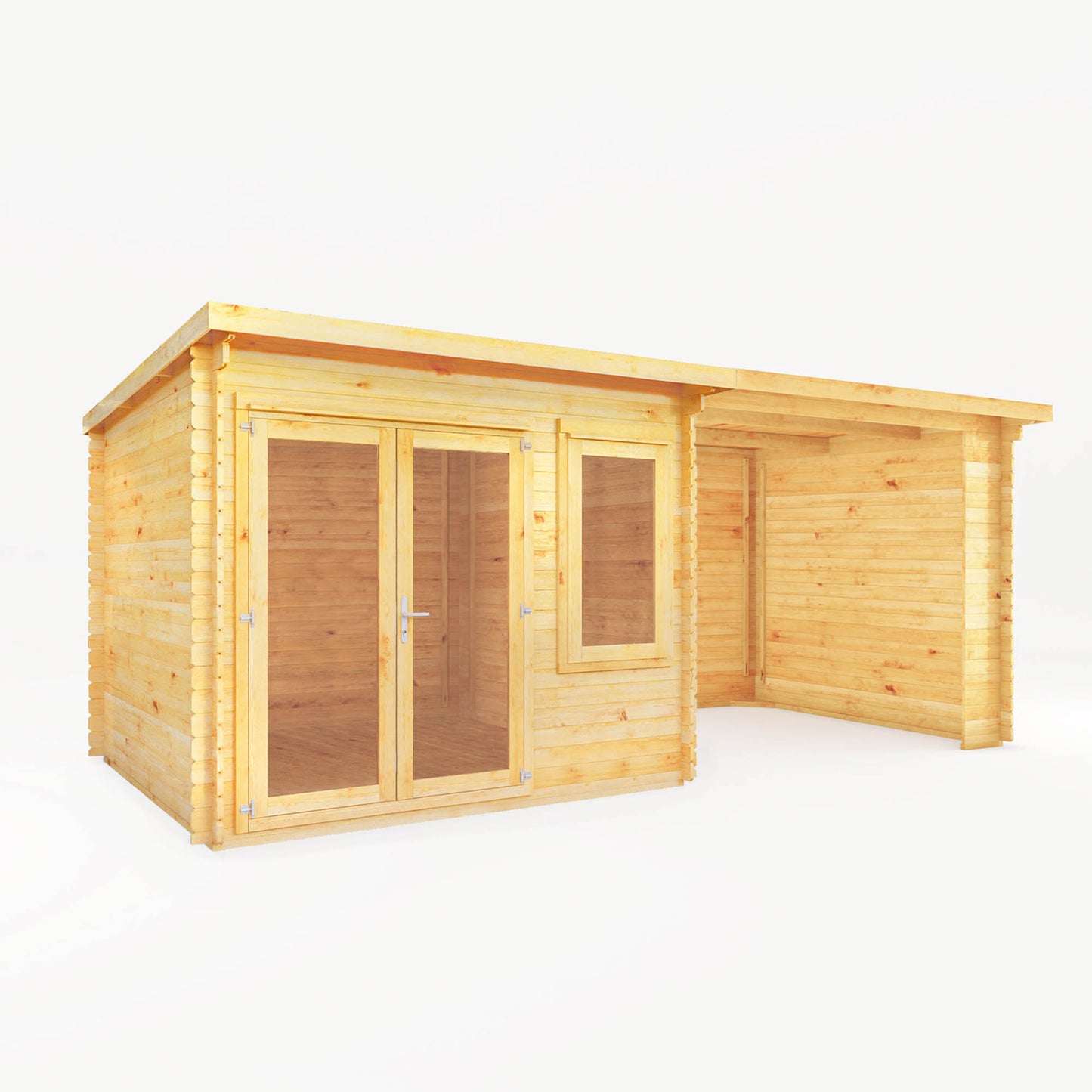 The 6m x 3m Cuckoo Pent Log Cabin with Patio Area