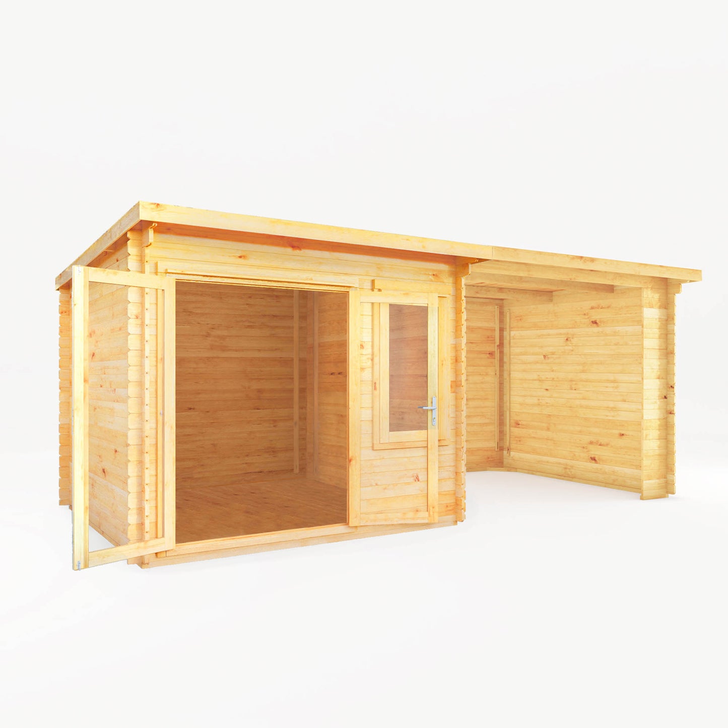 The 6m x 3m Cuckoo Pent Log Cabin with Patio Area