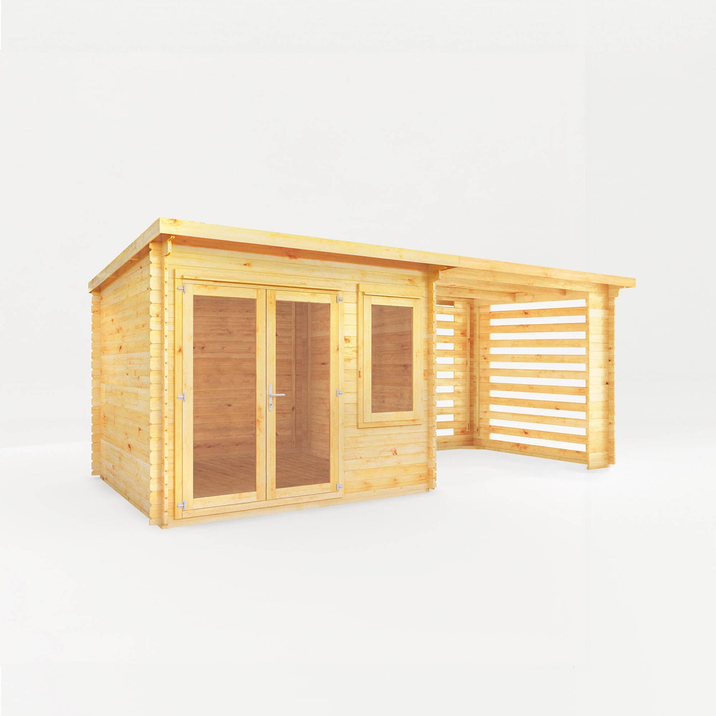 The 6m x 3m Cuckoo Pent Log Cabin with Slatted Area