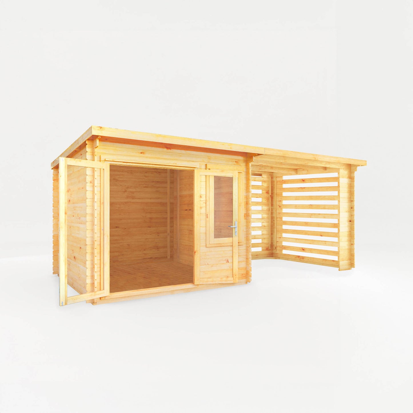 The 6m x 3m Cuckoo Pent Log Cabin with Slatted Area