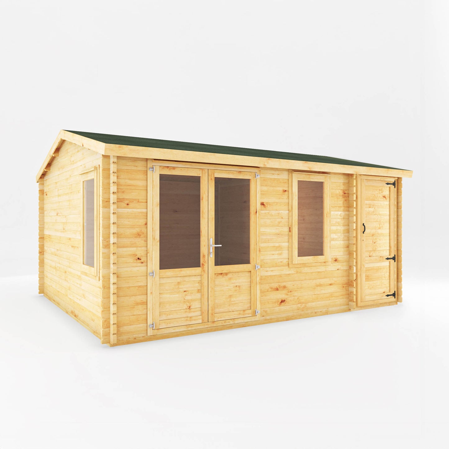 The 5.1m x 4m Robin Log Cabin With Side Shed