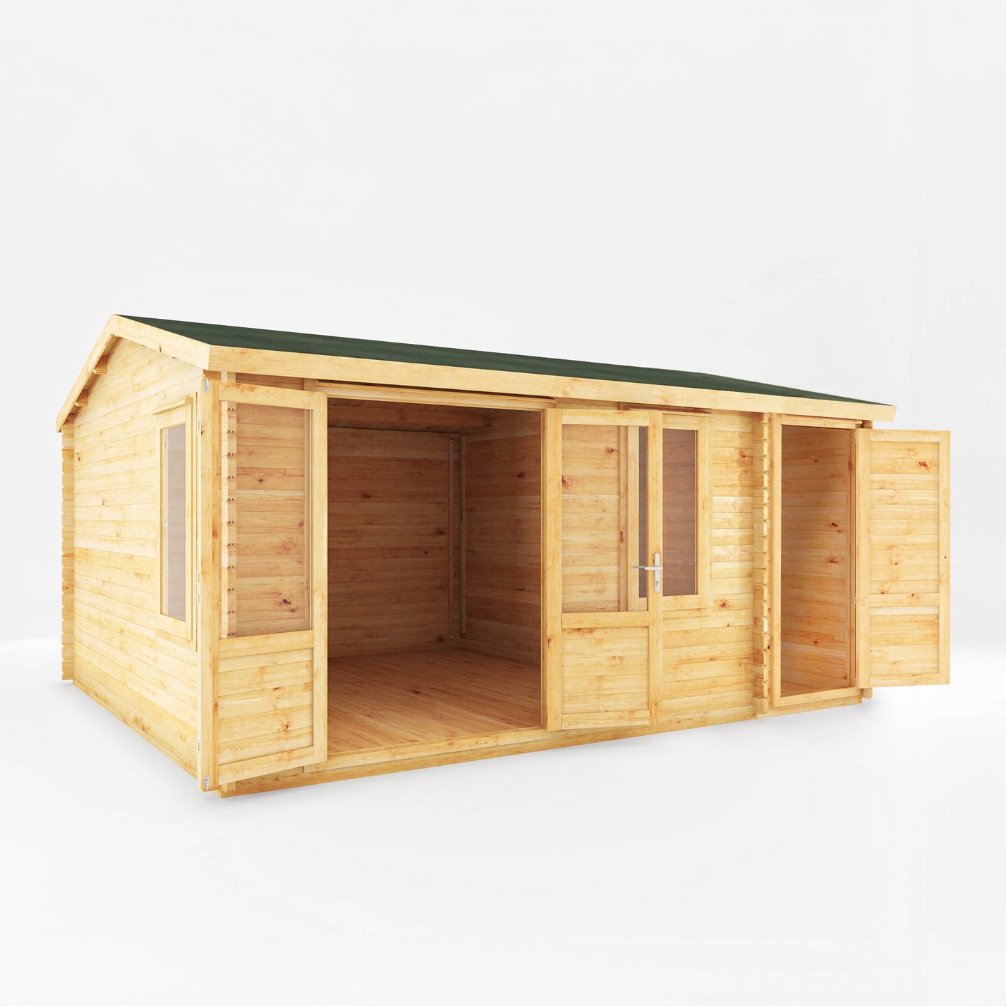 The 5.1m x 4m Robin Log Cabin With Side Shed