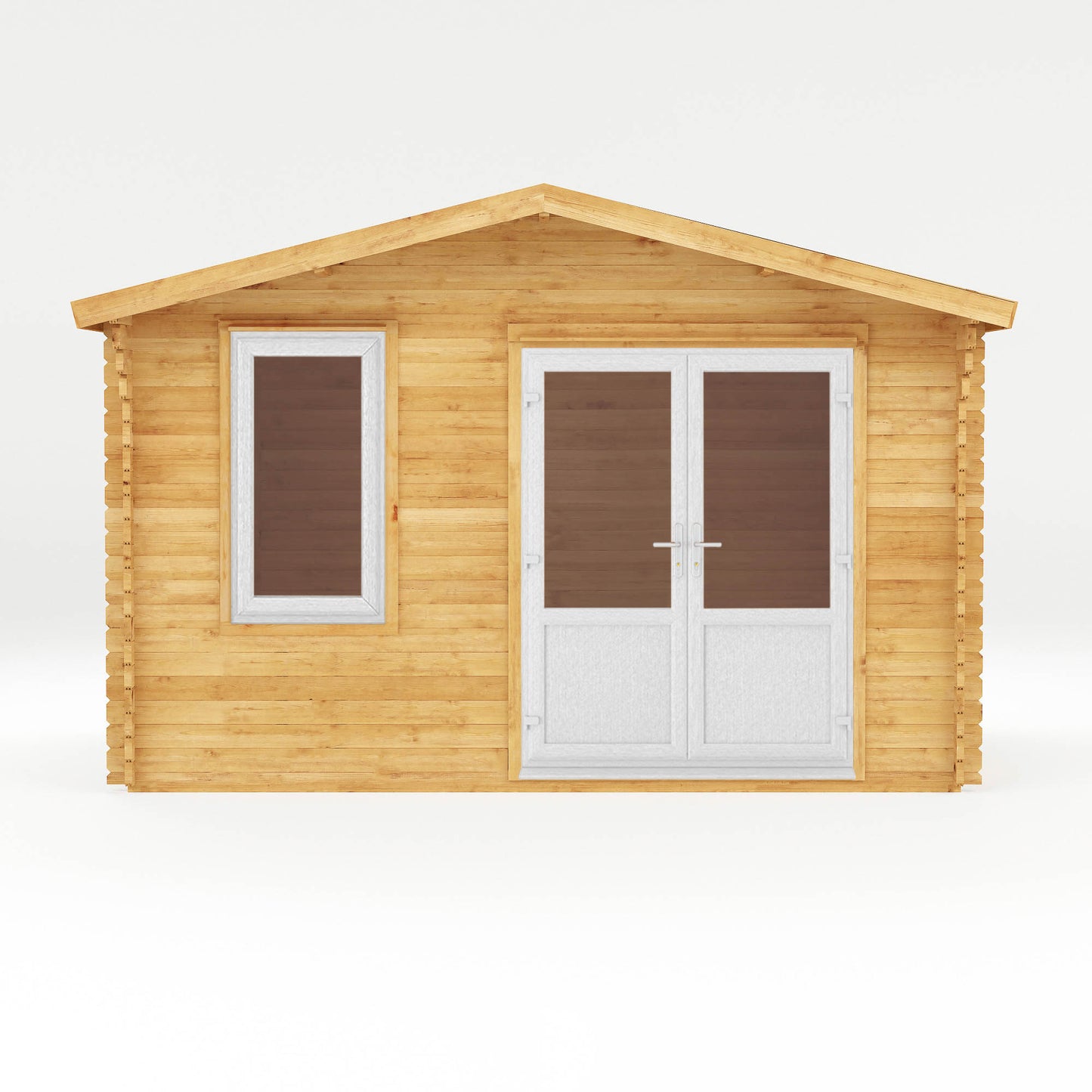 The 4m x 3m Sparrow Log Cabin with White UPVC