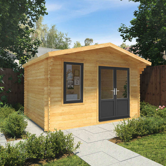 The 4m x 3m Sparrow Log Cabin with Anthracite UPVC