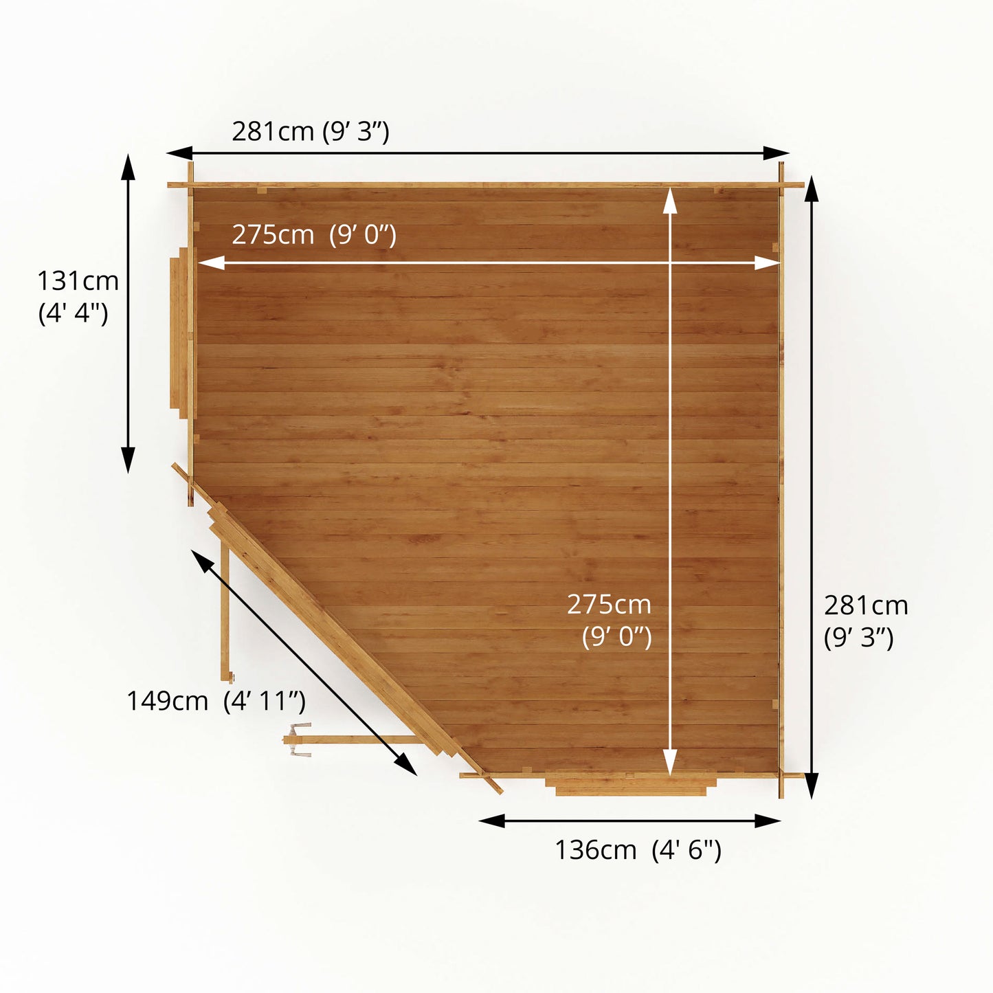 The Goldcrest 3m x 3m Corner Log Cabin