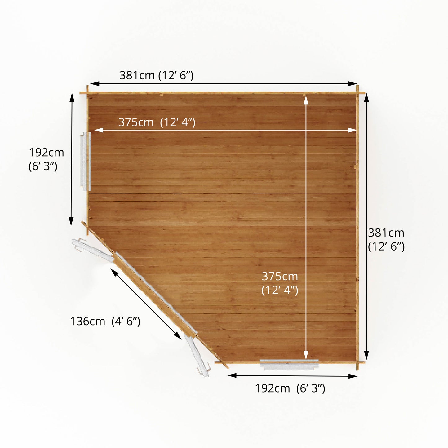 The 4m x 4m Goldcrest Corner Log Cabin with White UPVC