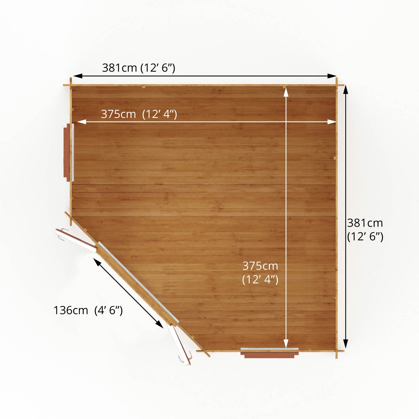 The 4m x 4m Goldcrest Corner Log Cabin with Oak UPVC