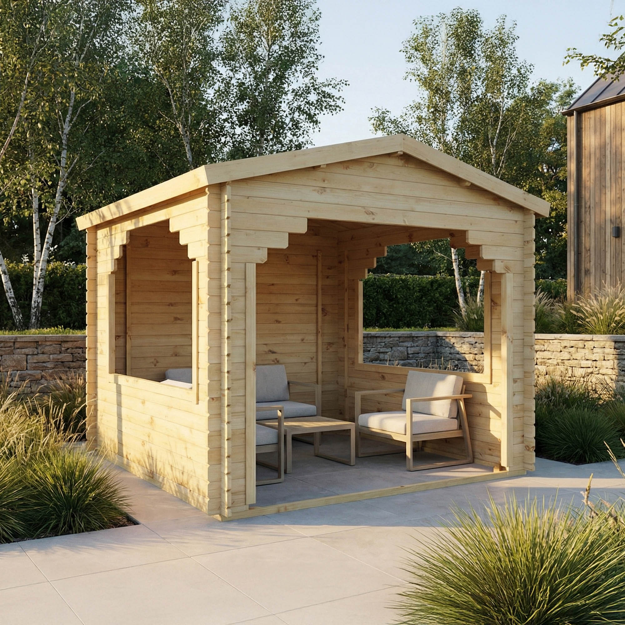 3m x 3m Log Cabin Gazebo - 28mm