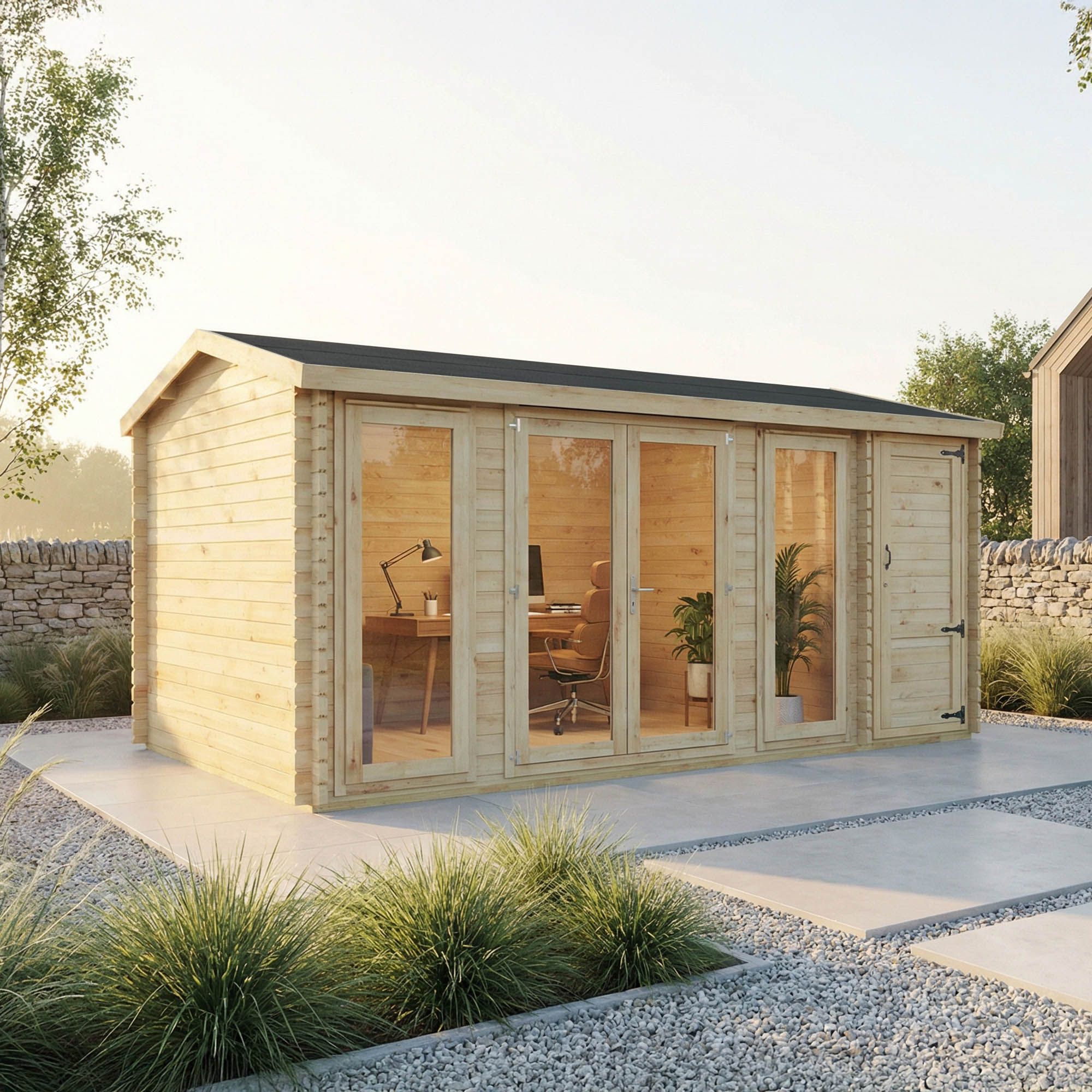 The Dove Log Cabin with Side Shed