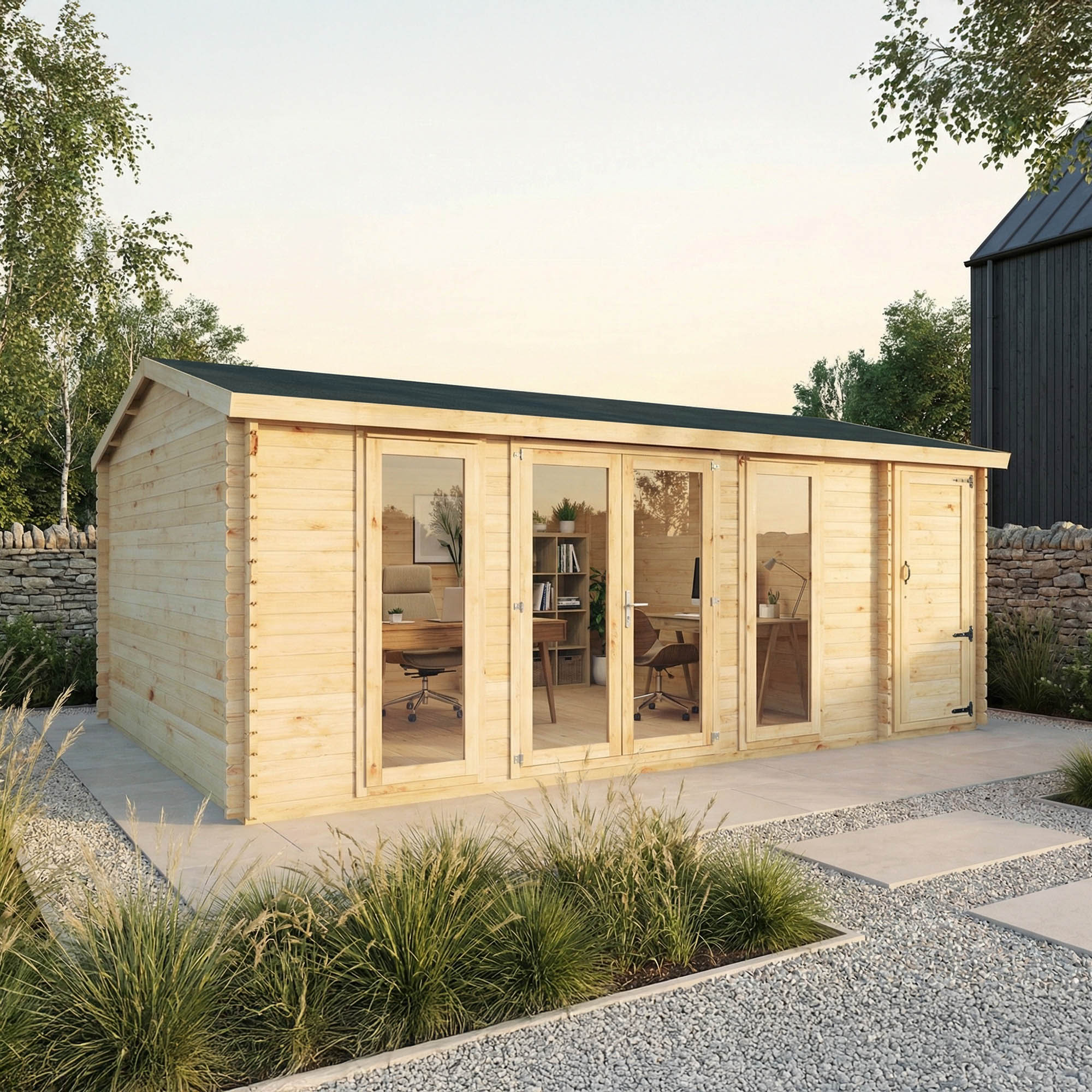 The Dove Log Cabin with Side Shed
