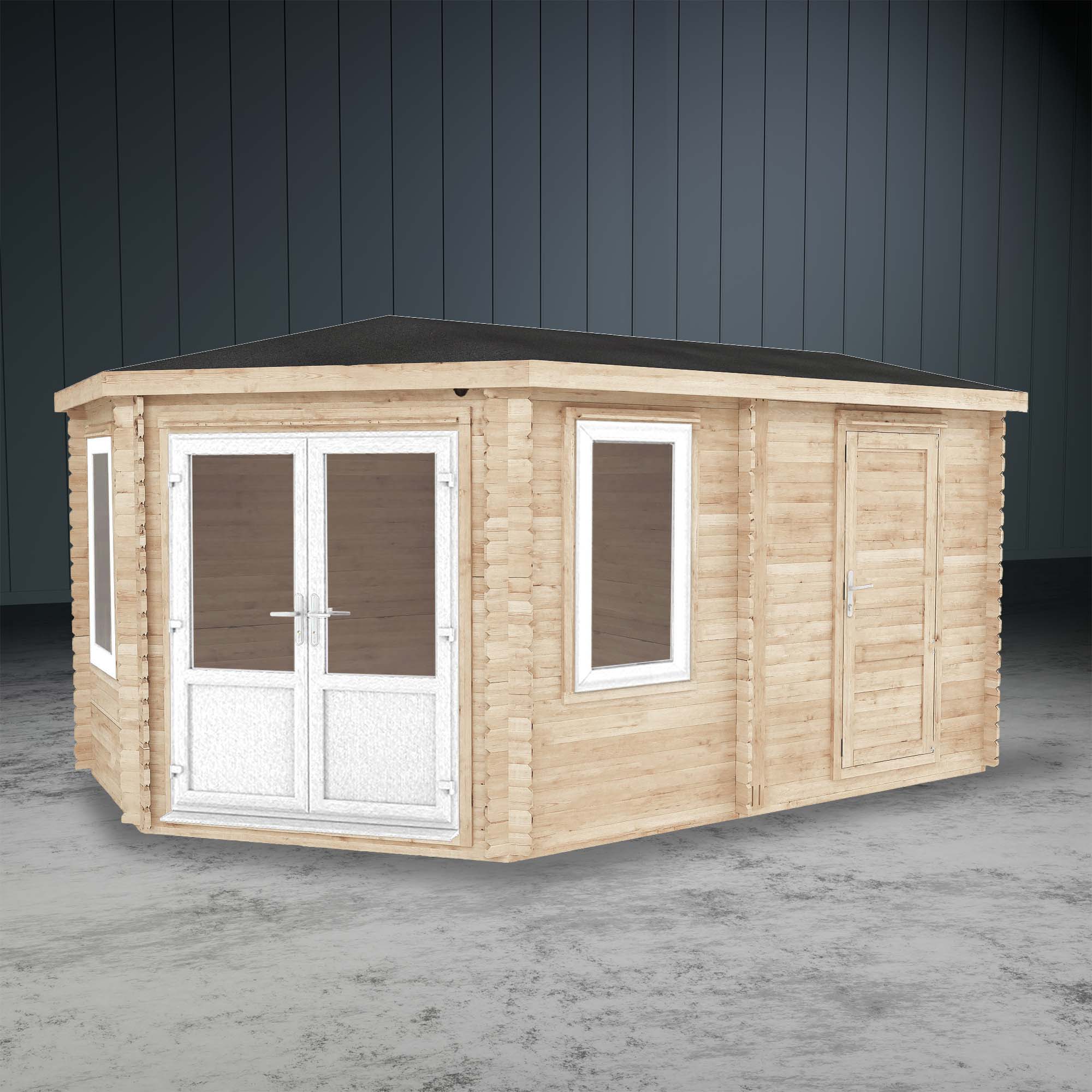 The Goldcrest Corner Log Cabin with Side Shed